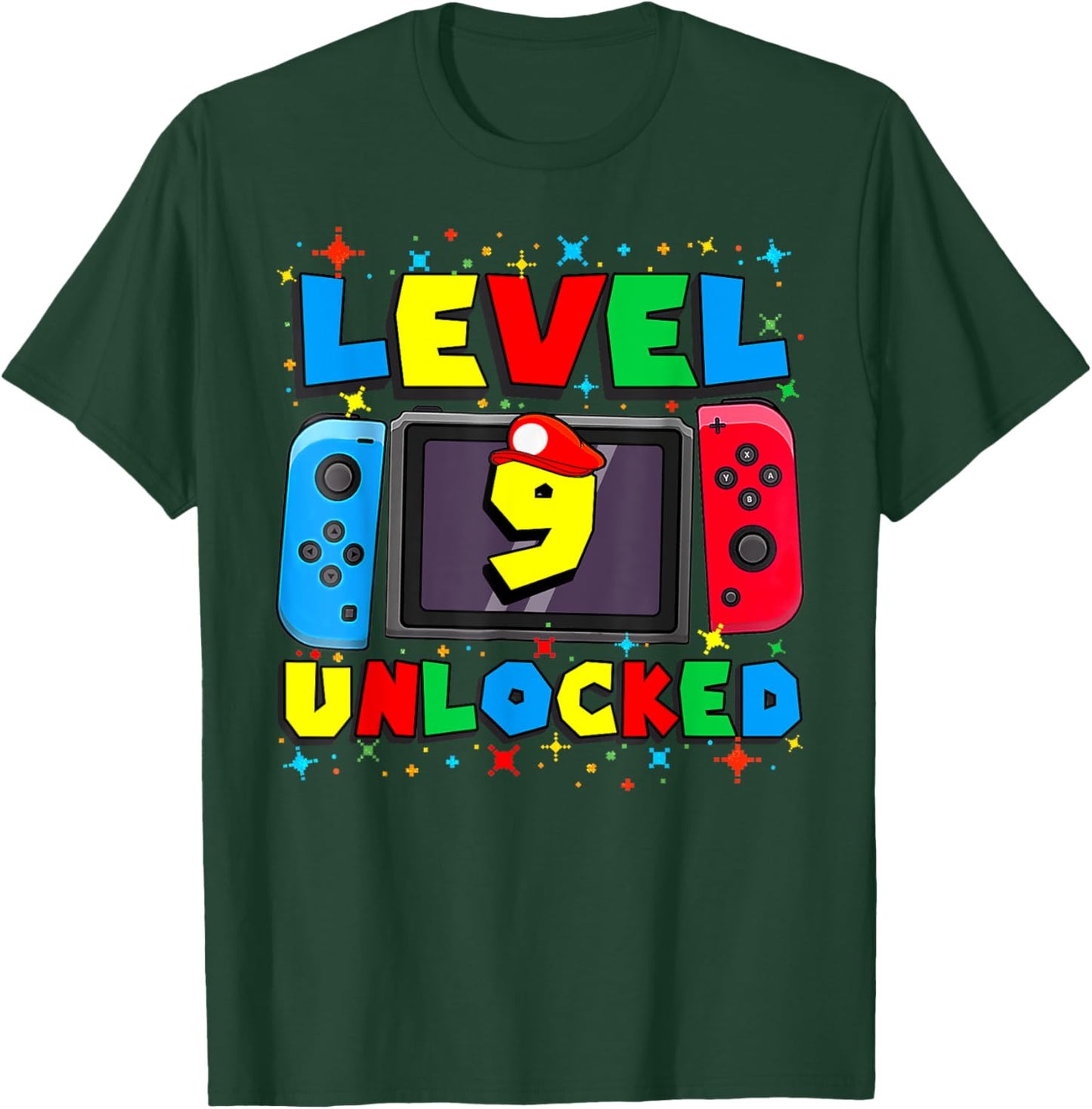 Level 9 Unlocked Gamer 9th Birthday Gift Video Game Boys T-Shirt - T-Shirt | Forest