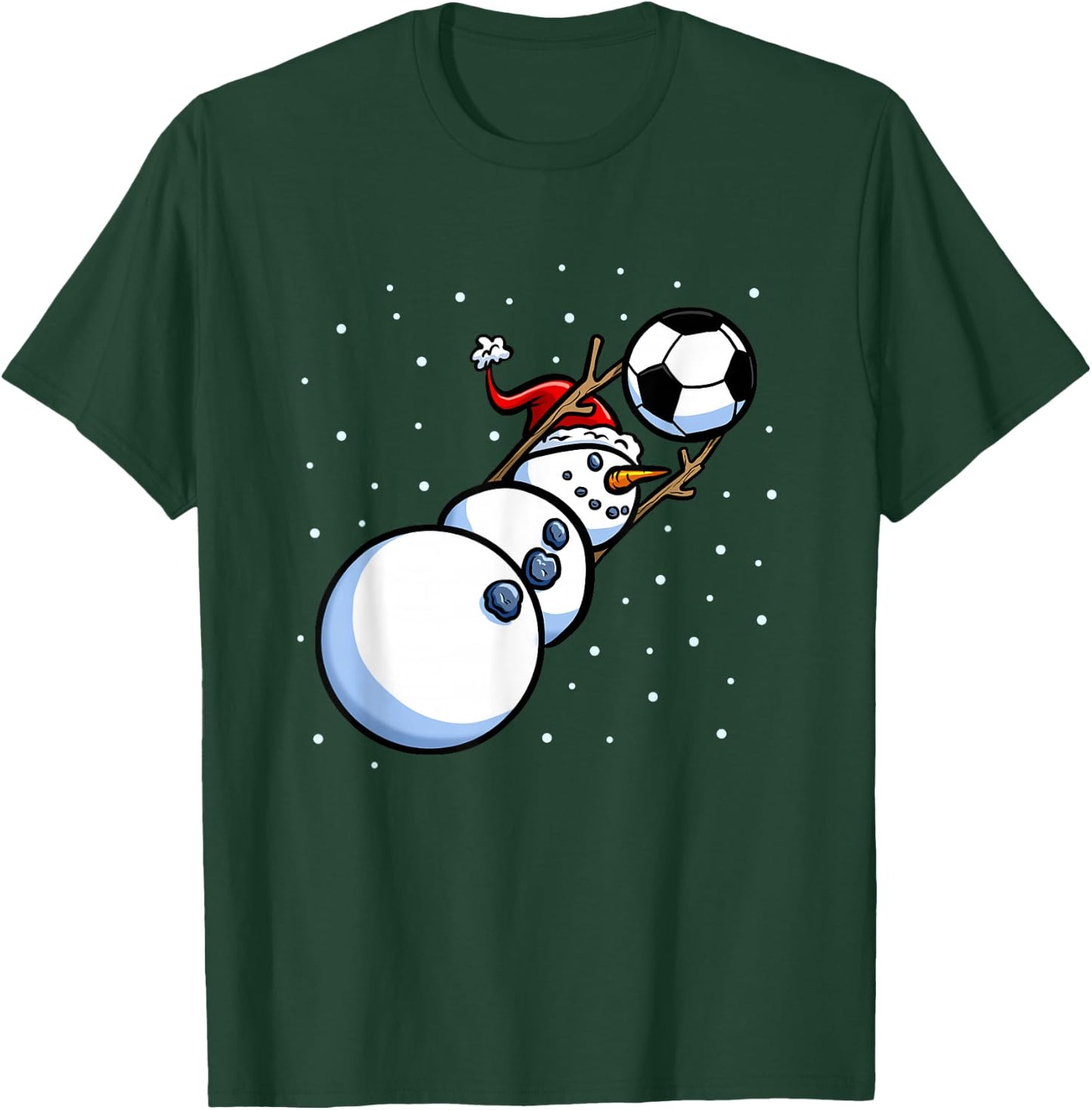 Christmas Boys Men Xmas Goalkeeper Soccer Snowman T-Shirt - T-Shirt | Forest