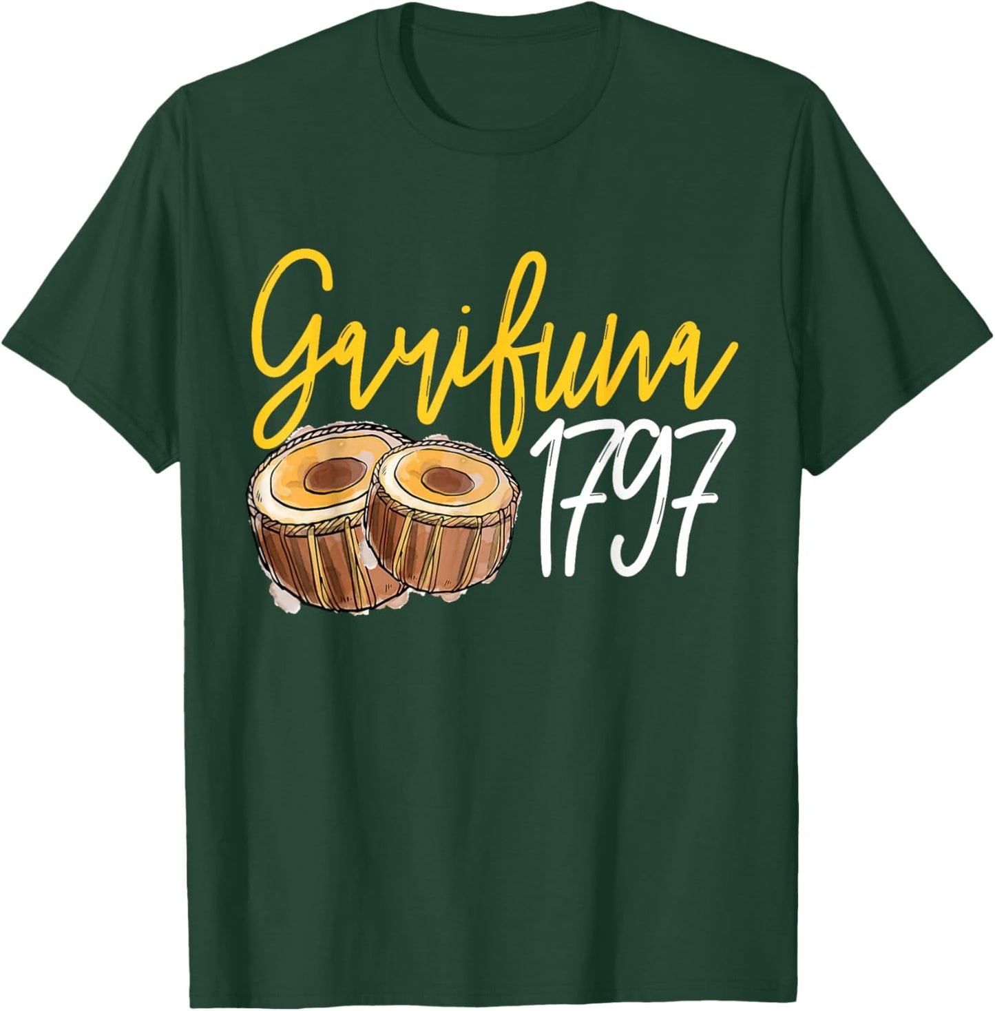 Garifuna 1797 Garifuna Music Drums T-Shirt - T-Shirt | Forest