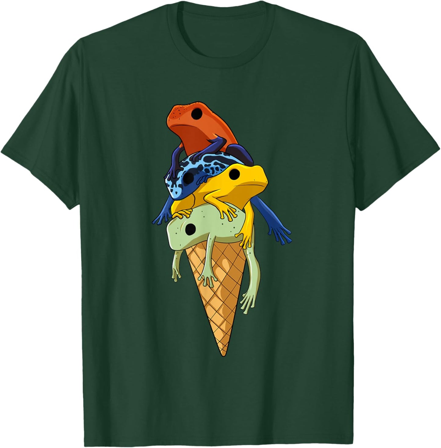 Funny tree climbing frogs, ice cream in a waffle T-Shirt - T-Shirt | Forest