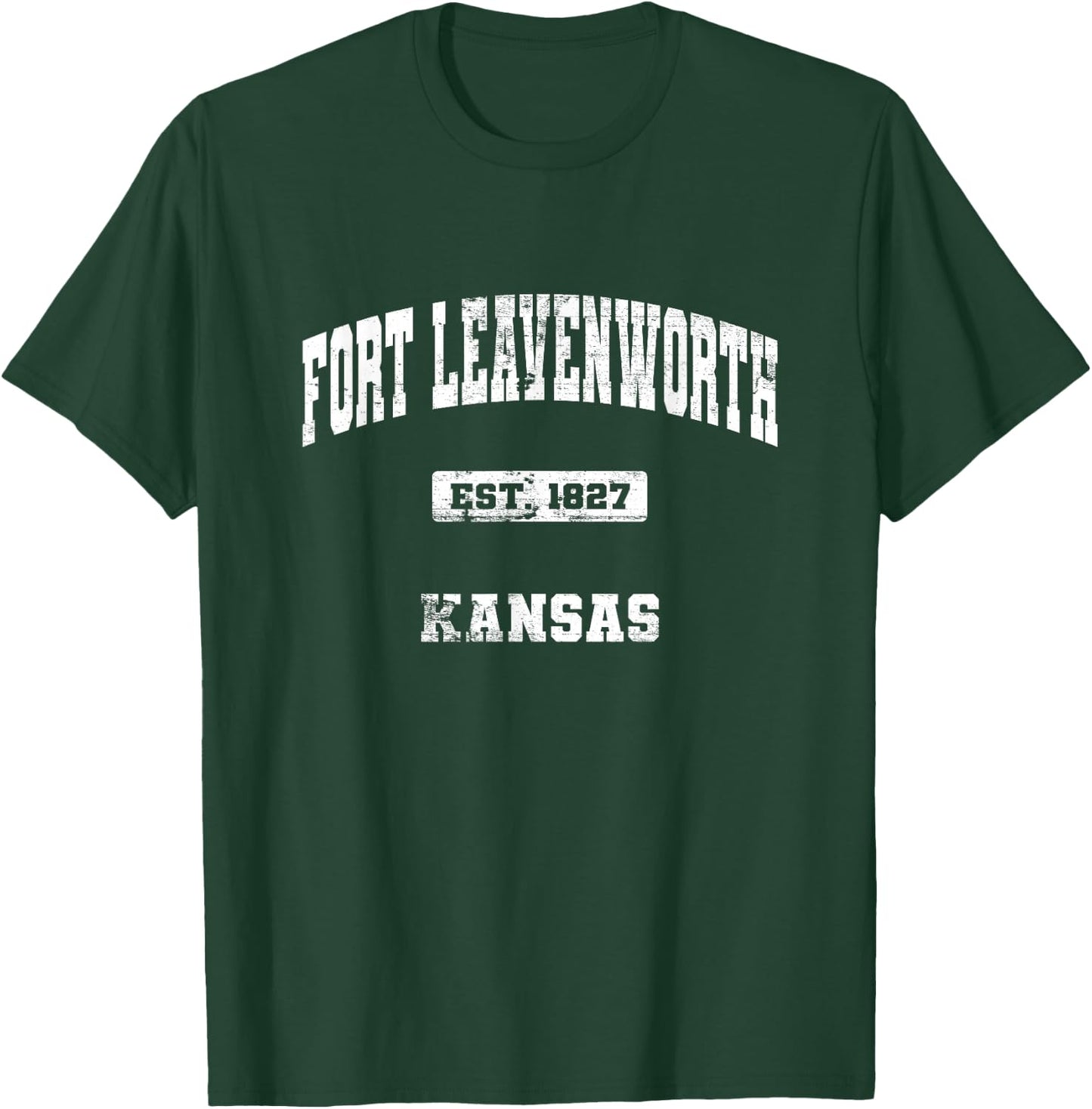 Fort Leavenworth Kansas KS State Vintage Athletic Style T-Shirt - T-Shirt | Forest