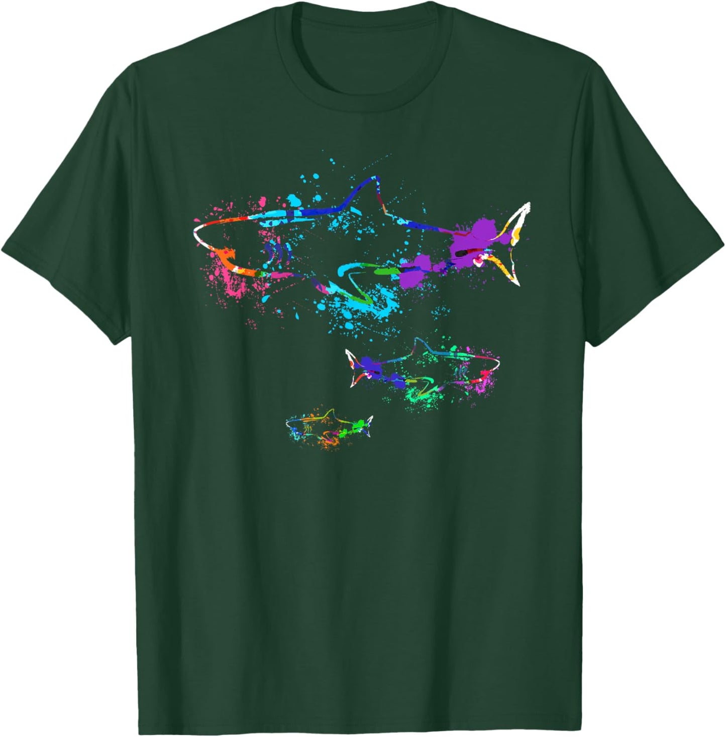 Vintage Shark Silhouette | Hammerhead Shark Tiger Shark T-Shirt - T-Shirt | Forest