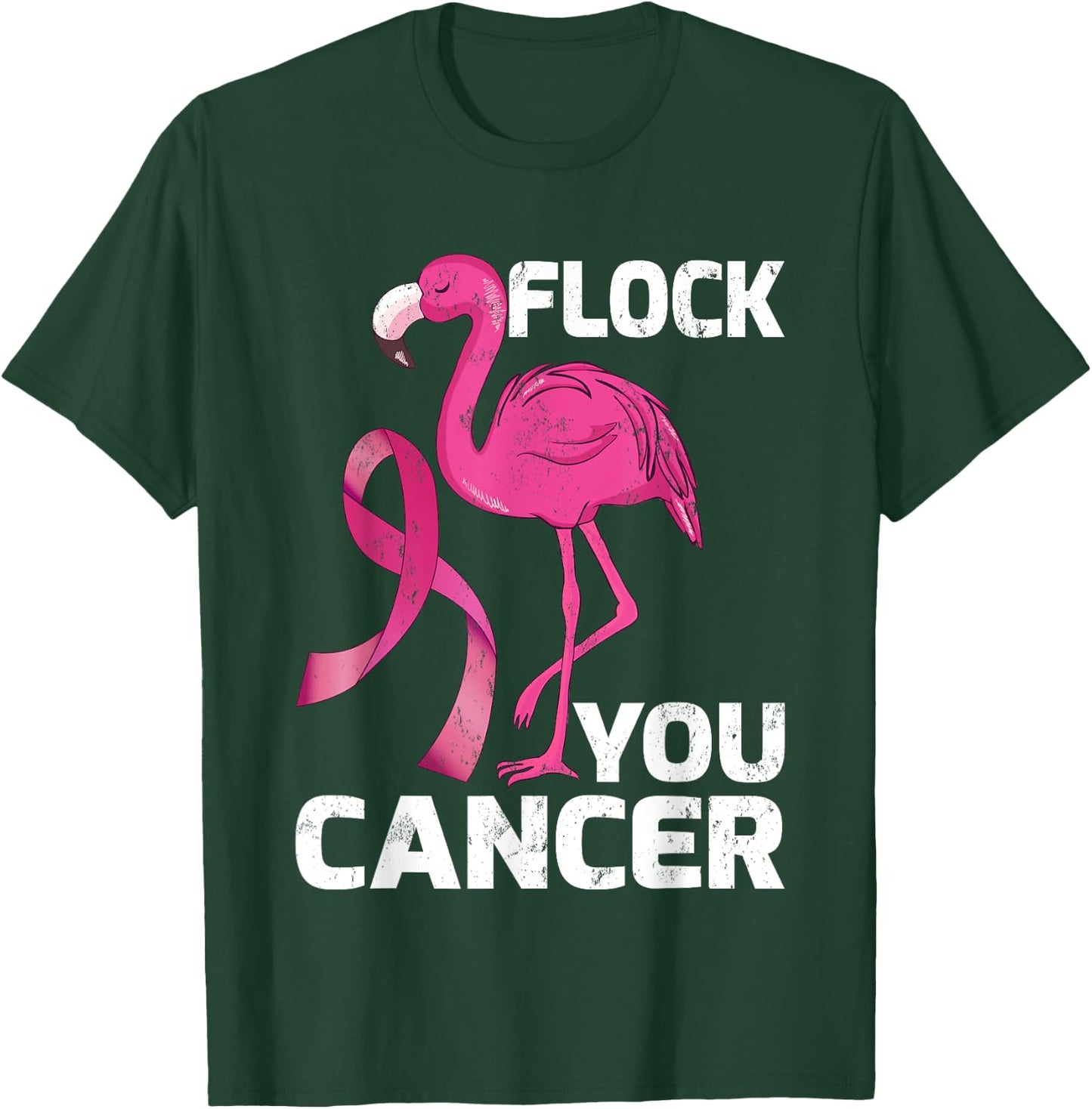 Flock You Cancer Cool Flamingo Breast Cancer Gift T-Shirt - T-Shirt | Forest