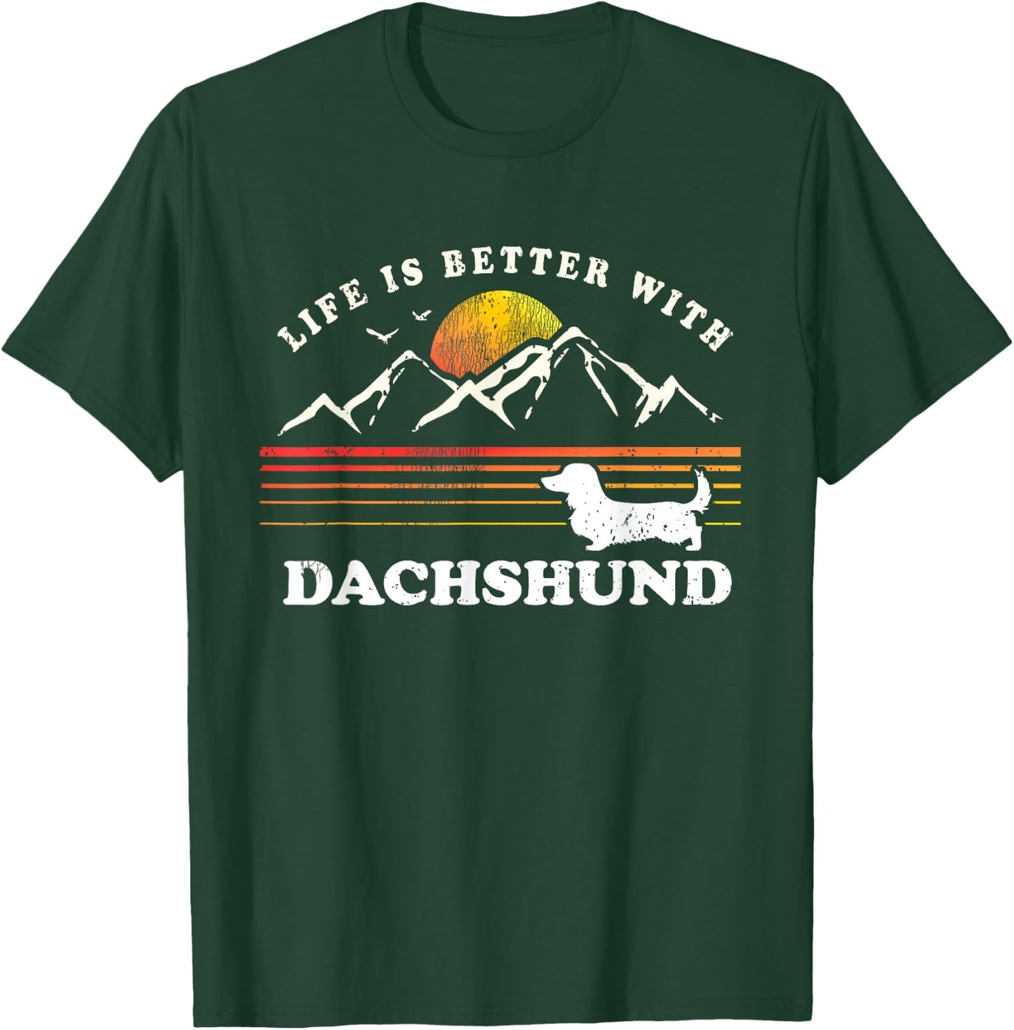 Life Better Long Haired Dachshund Vintage Dog Mom Dad Women Kids T-Shirt - T-Shirt | Forest