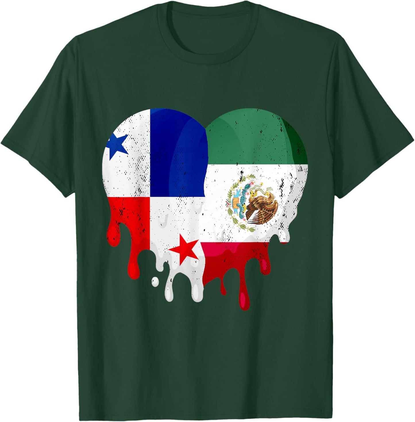 Panama Mexico Flag Heart Citizen Grown Patriot Country T-Shirt - T-Shirt | Forest