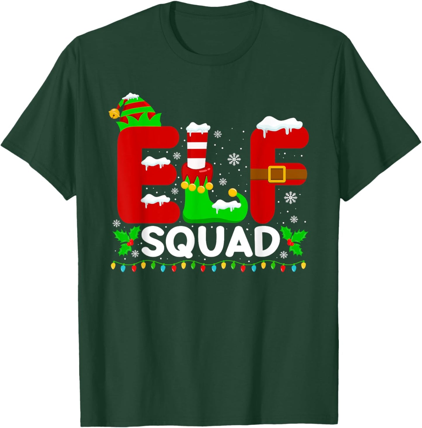Elf Squad Family Christmas Matching Pajamas Xmas Holiday T-Shirt - T-Shirt | Forest