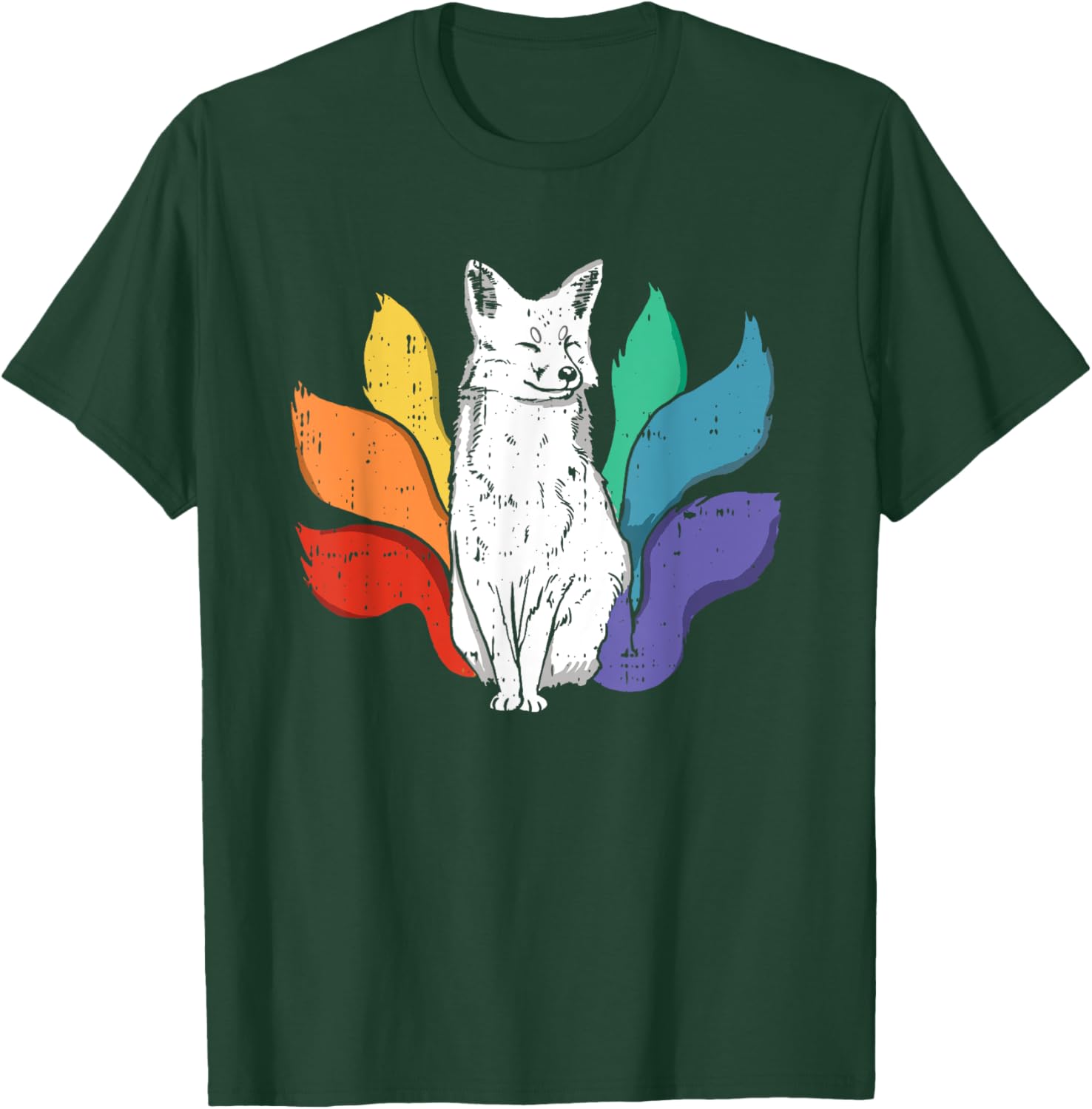 Gay Pride Fox LGBT-Q Rainbow Flag Ally Men Women T-Shirt - T-Shirt | Forest