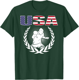 America Table Tennis Lovers USA Flag Support Ping Pong Team Kids Men T-Shirt - T-Shirt | Forest