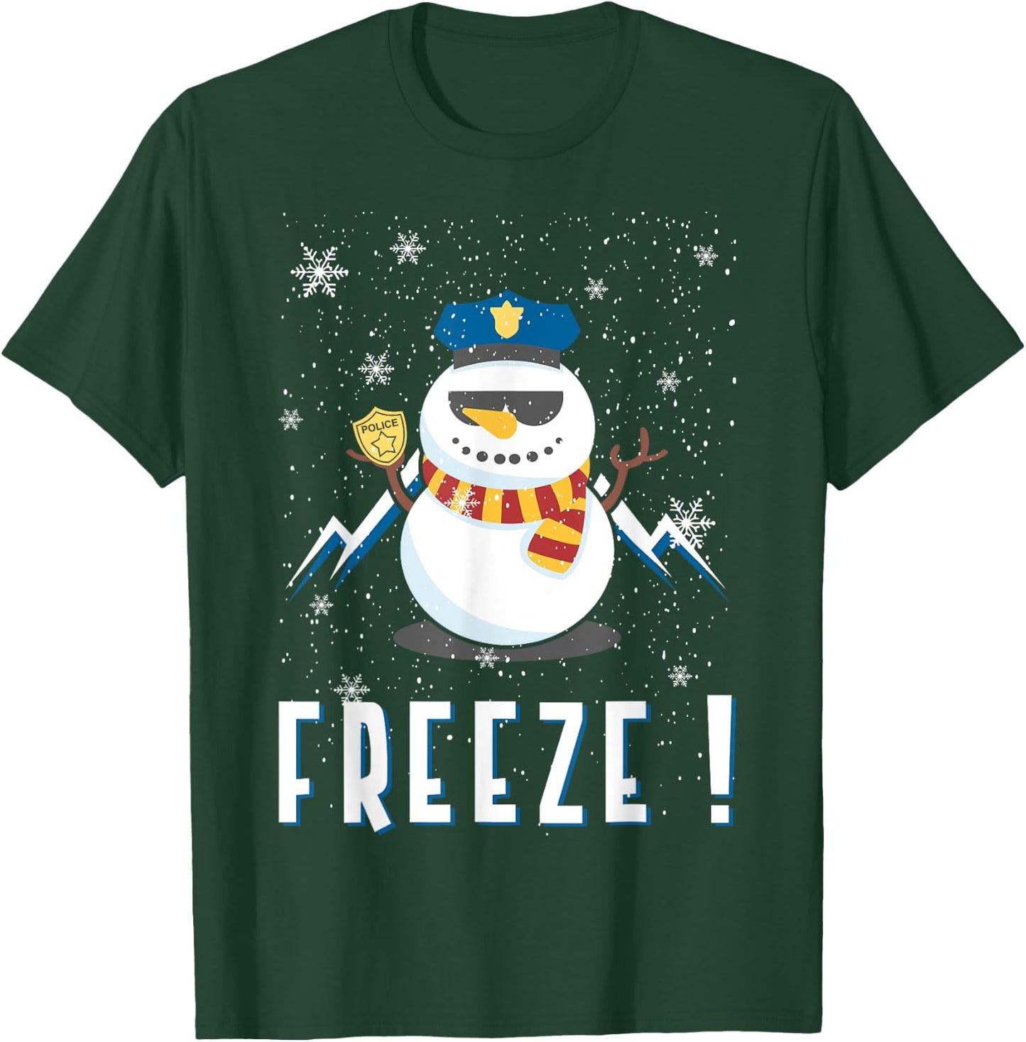 Police Cop Snowman Freeze Police Officer Police Christmas T-Shirt - T-Shirt | Forest