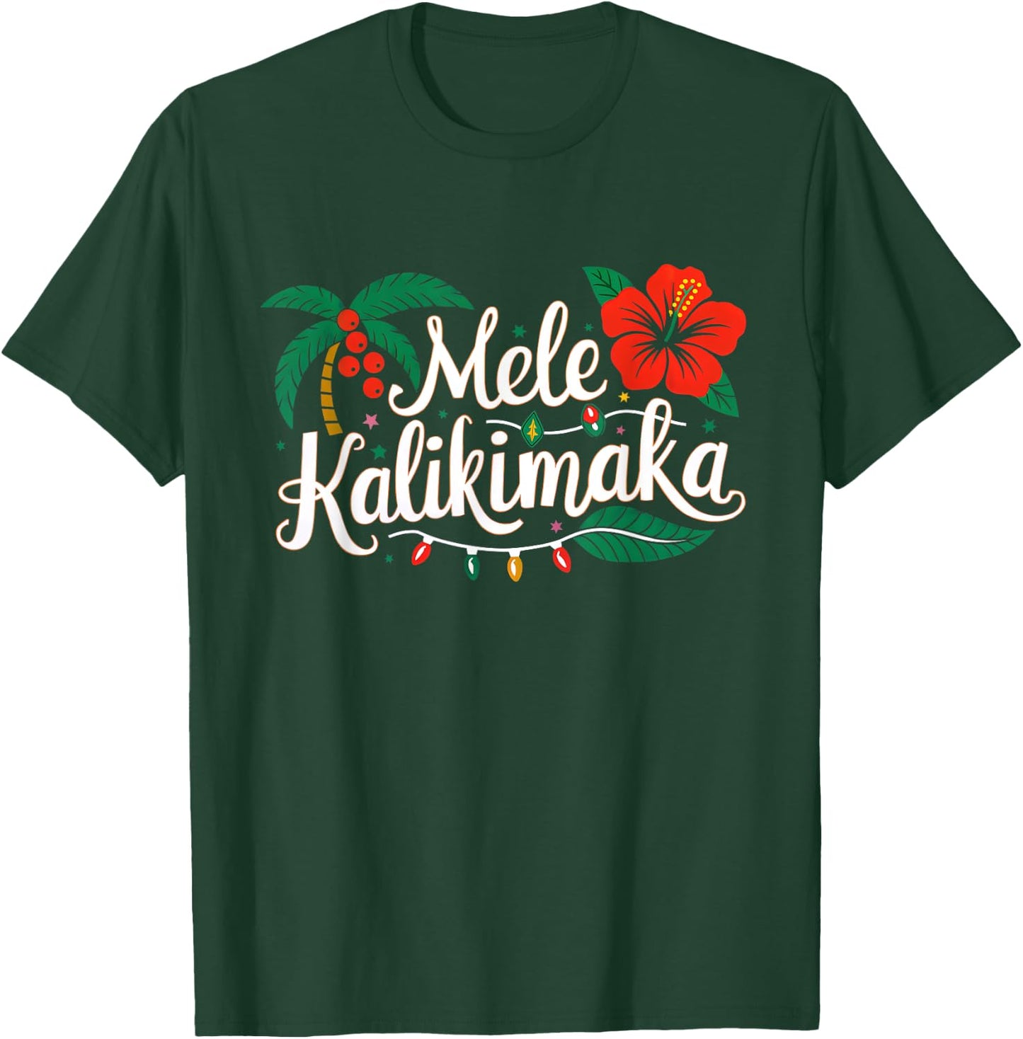 Mele Kalikimaka Hibiscus Palm Waikiki Big Island Christmas T-Shirt - T-Shirt | Forest