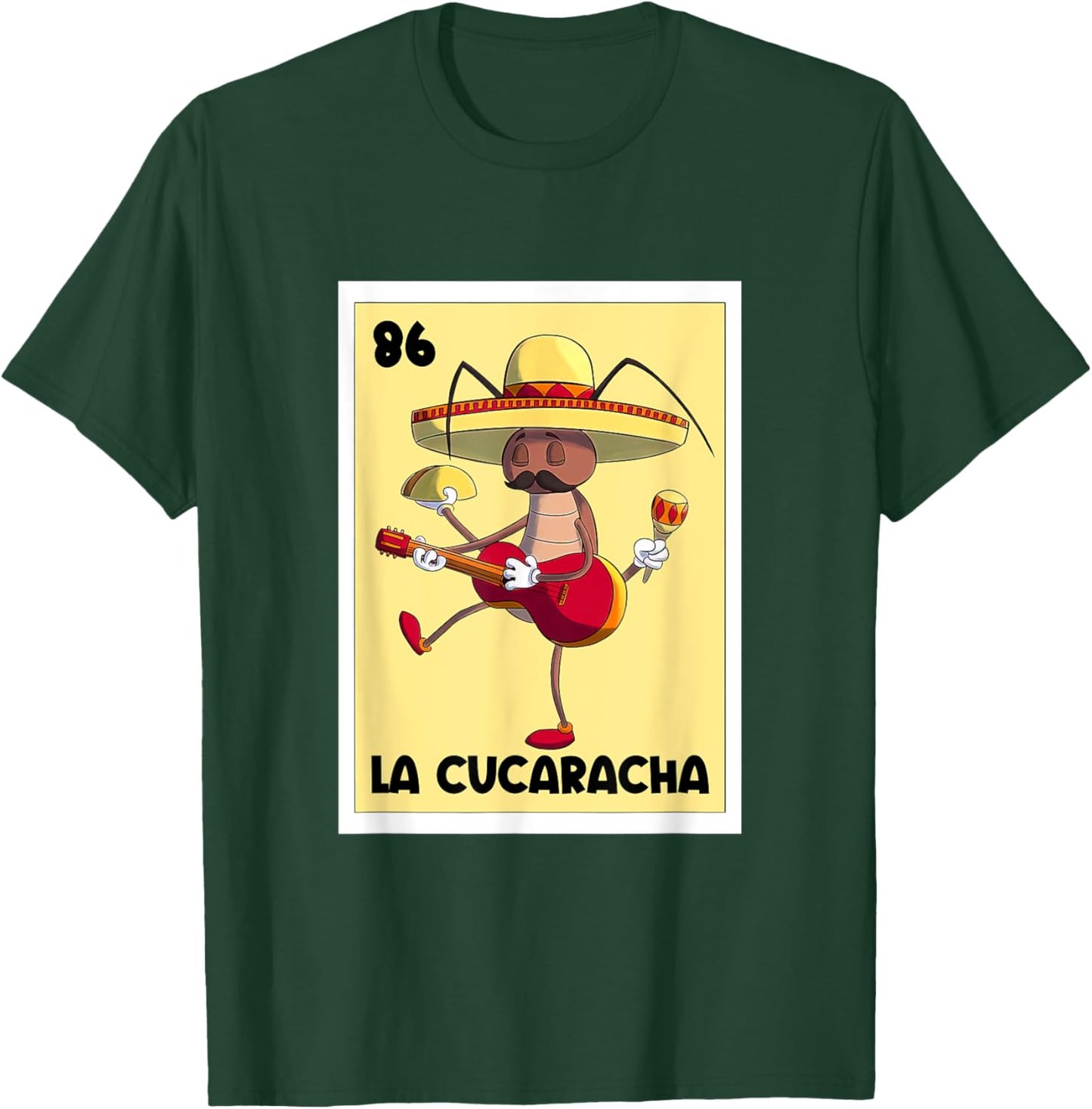 La Cucaracha Mexican Bingo Card Cockroach With Taco & Beer T-Shirt - T-Shirt | Forest