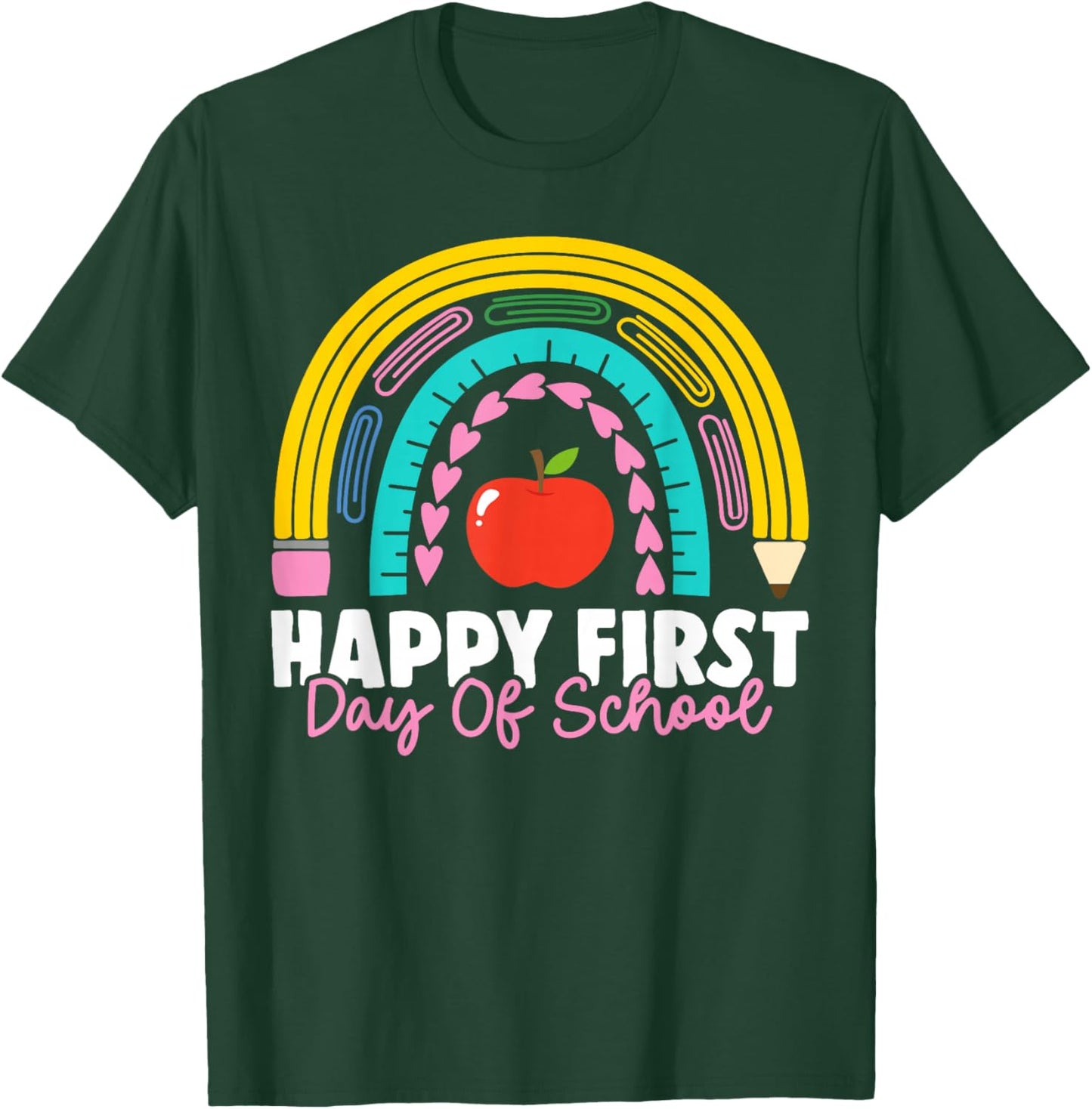 Happy First Day of School Teacher Back to School Rainbow T-Shirt - T-Shirt | Forest