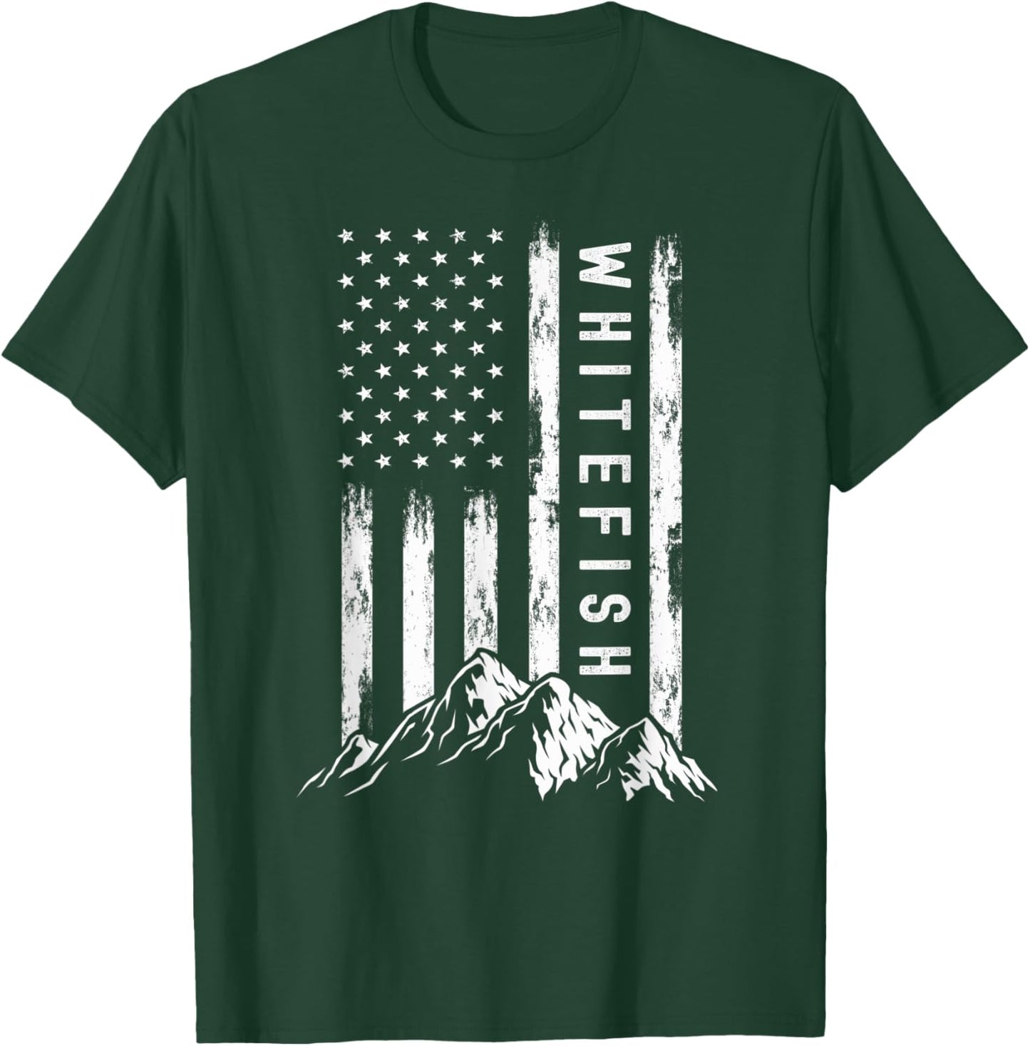 Patriotic Outdoors Nature Hiking Mountains Montana Whitefish Women Kids Men T-Shirt - T-Shirt | Forest