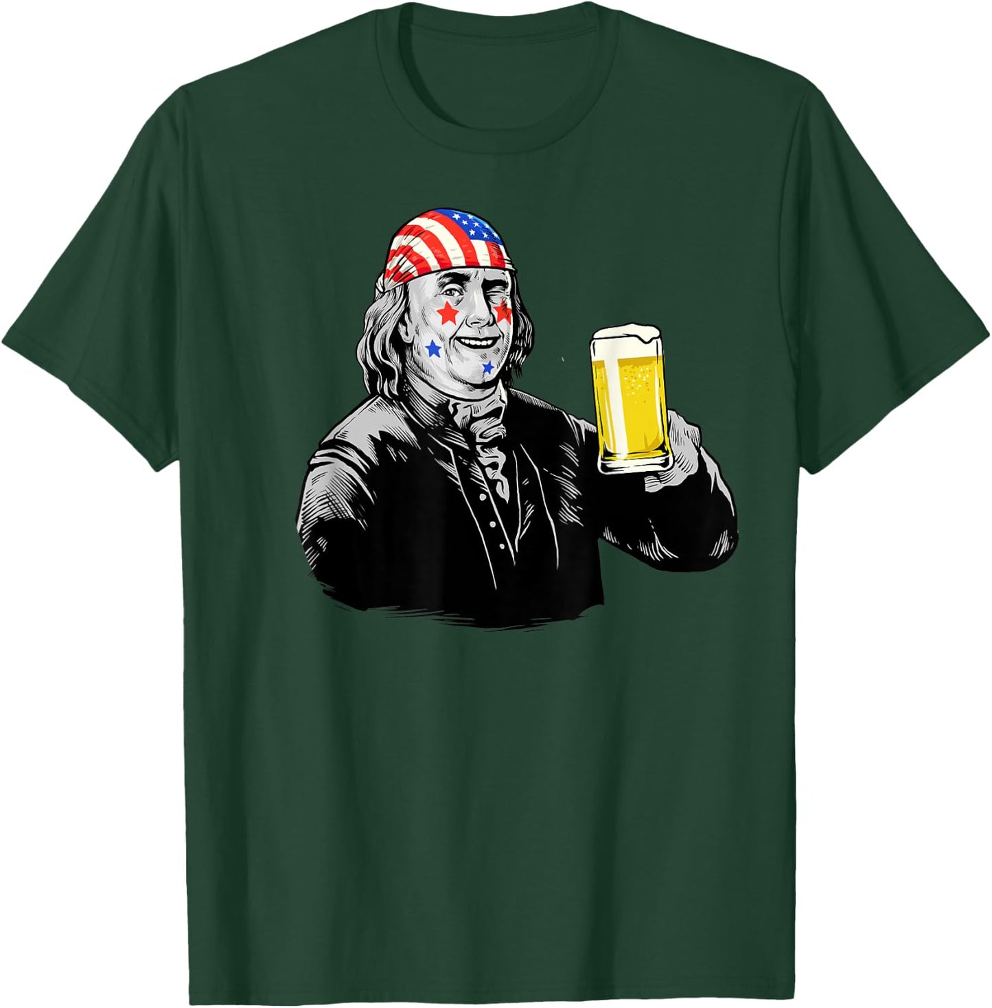 4th of July President Benjamin Franklin Funny Beer BZR T-Shirt - T-Shirt | Forest