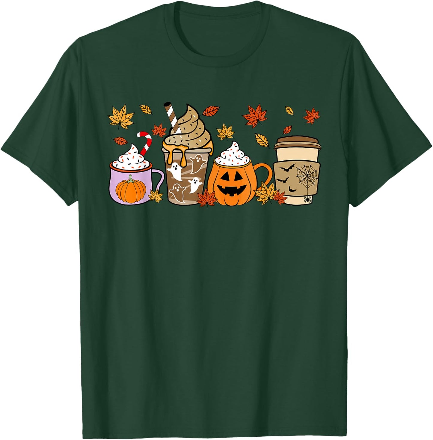 Halloween Coffee Pumpkin Latte Spice Costume Men Women Kids T-Shirt - T-Shirt | Forest