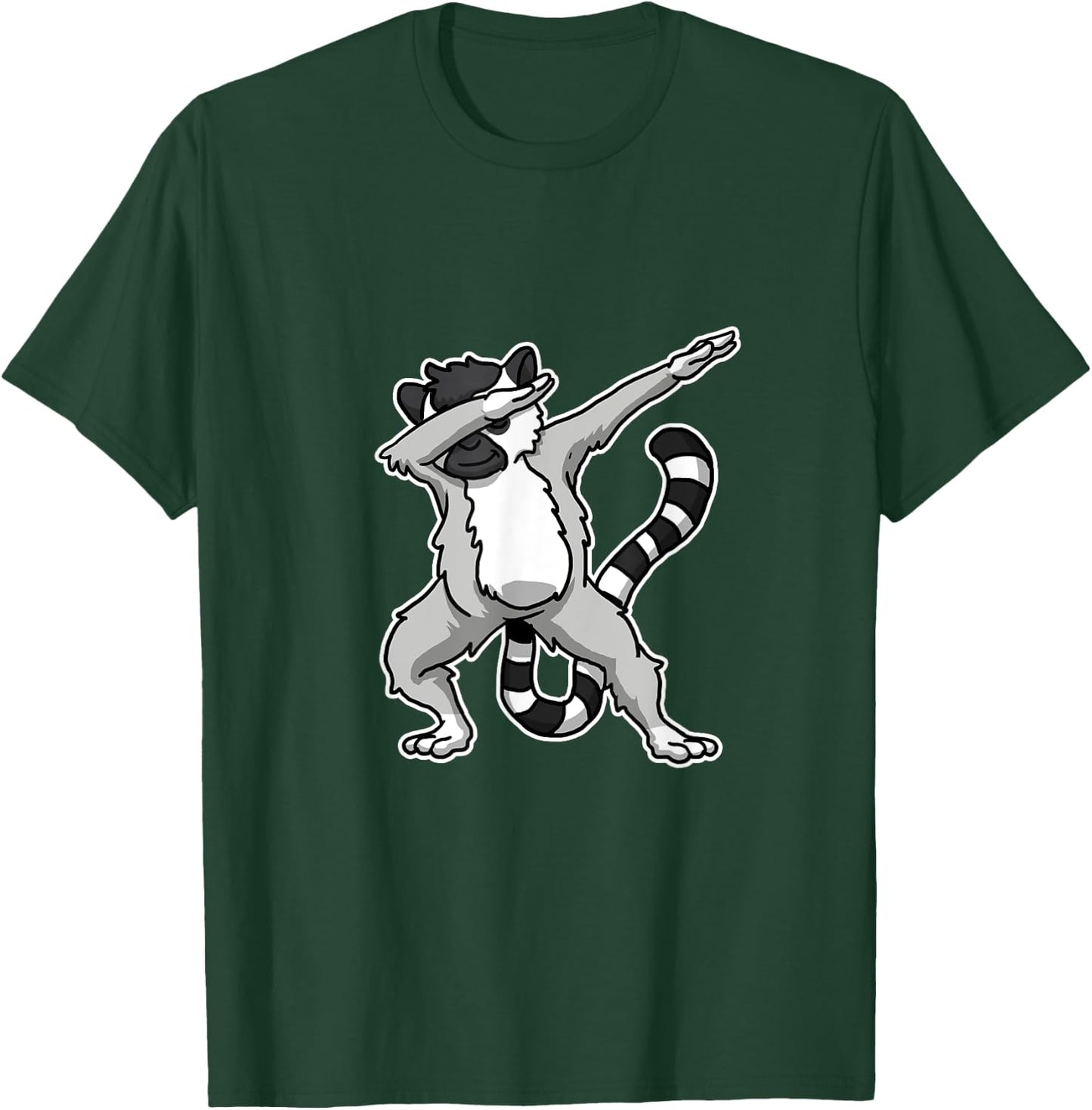 Witziges Lemuren Kostm Und Geschenkidee -Adults, Kids Dabbing Lemure Gift Lemurs Dab Dance Black Cartoon Small Classic Fit Crew Collar Short Sleeve T-Shirt - T-Shirt | Forest