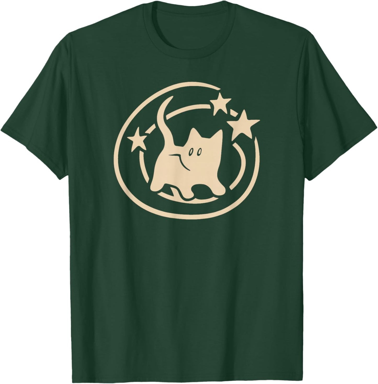 90s Y2K Scary Tomcat Cat is Scared Under Starry Tail T-Shirt - T-Shirt | Forest