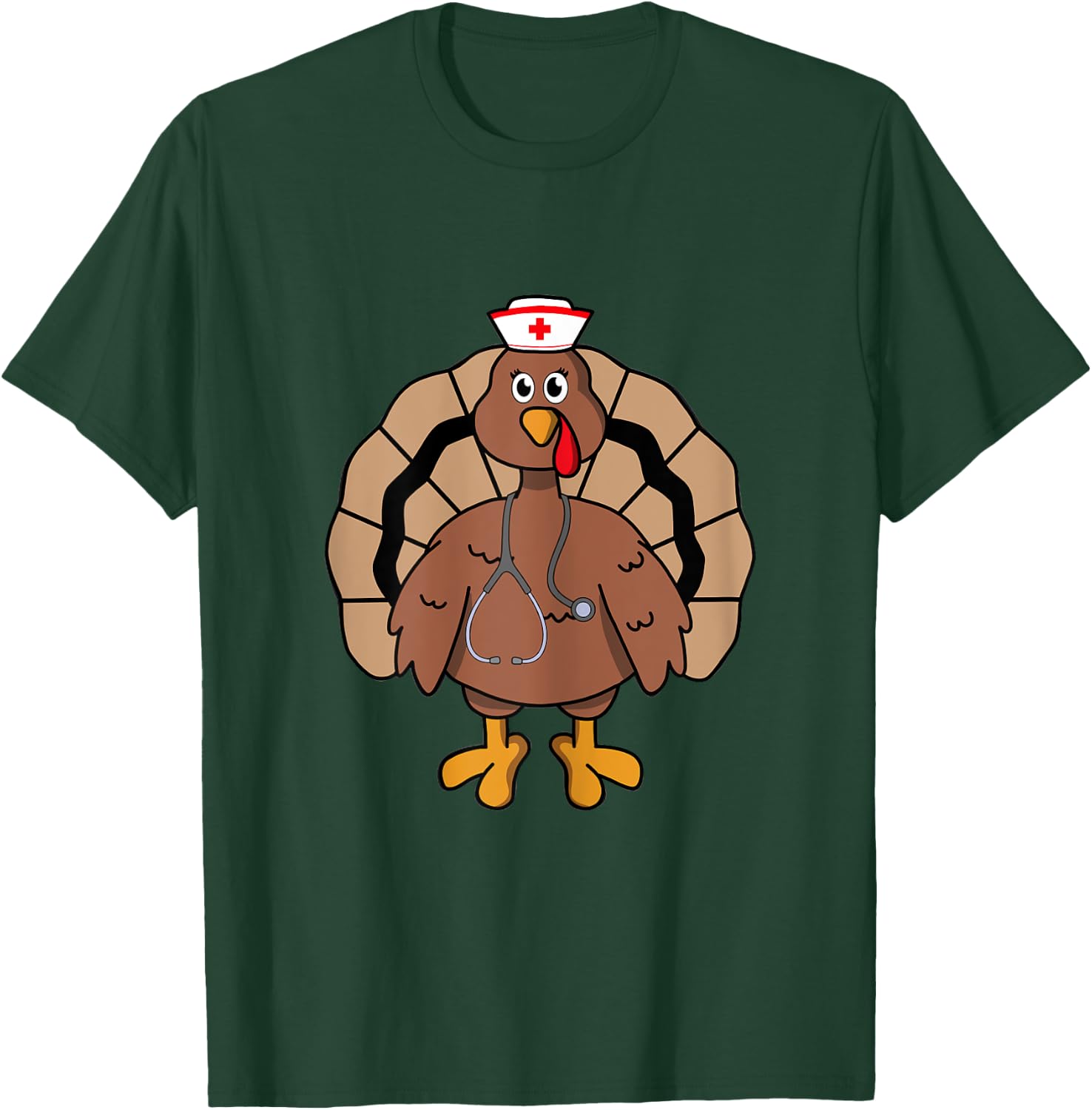 Nurse Scrub Thanksgiving Turkey Nurse T-Shirt - T-Shirt | Forest