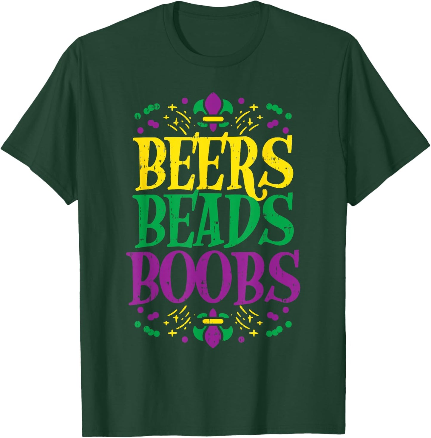 Beers Beads Boobs Funny Mardi Gras Carnival Men Boyfriend T-Shirt - T-Shirt | Forest