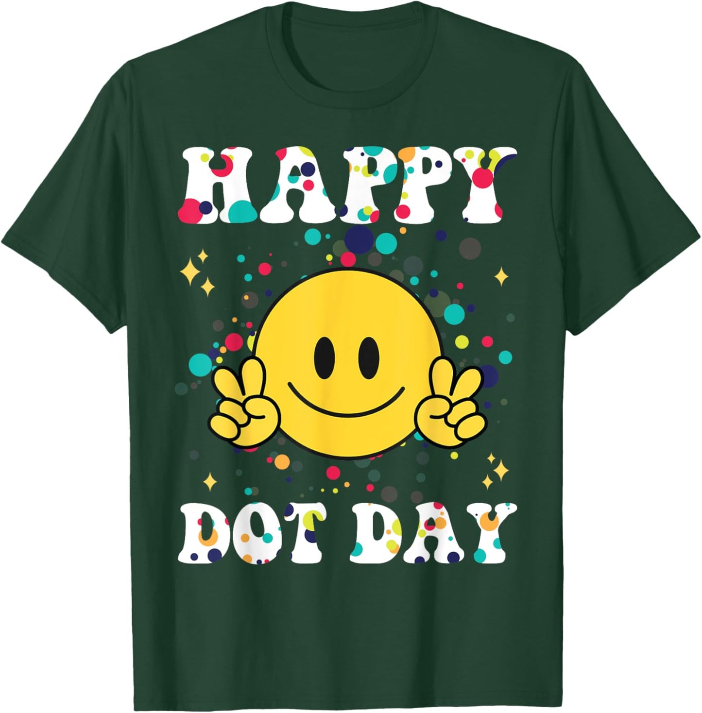 Happy Dot Day Kids Men Polka Dots Kids Boys Girls Groovy T-Shirt - T-Shirt | Forest