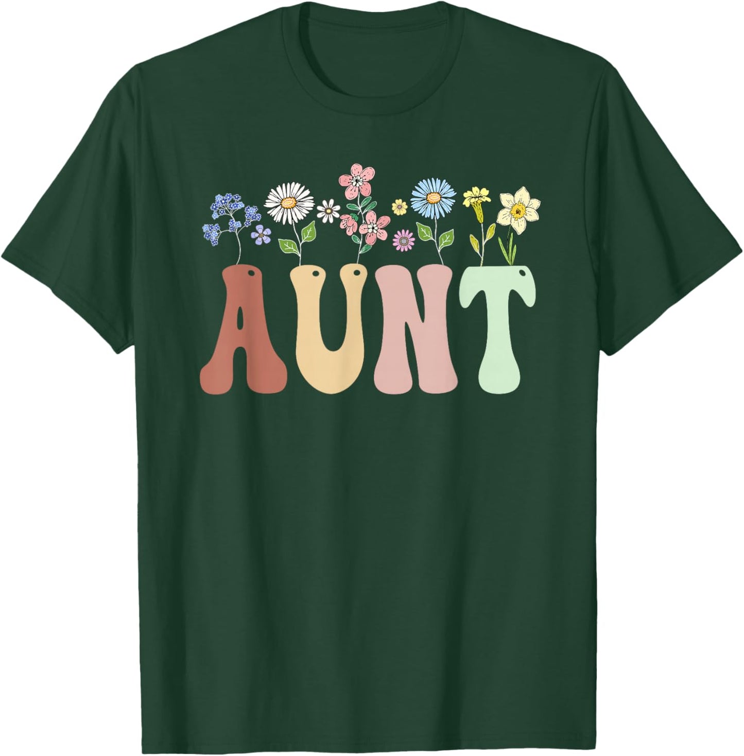 Aunt Gifts Women's Wildflower Floral Design Aunt T-Shirt - T-Shirt | Forest
