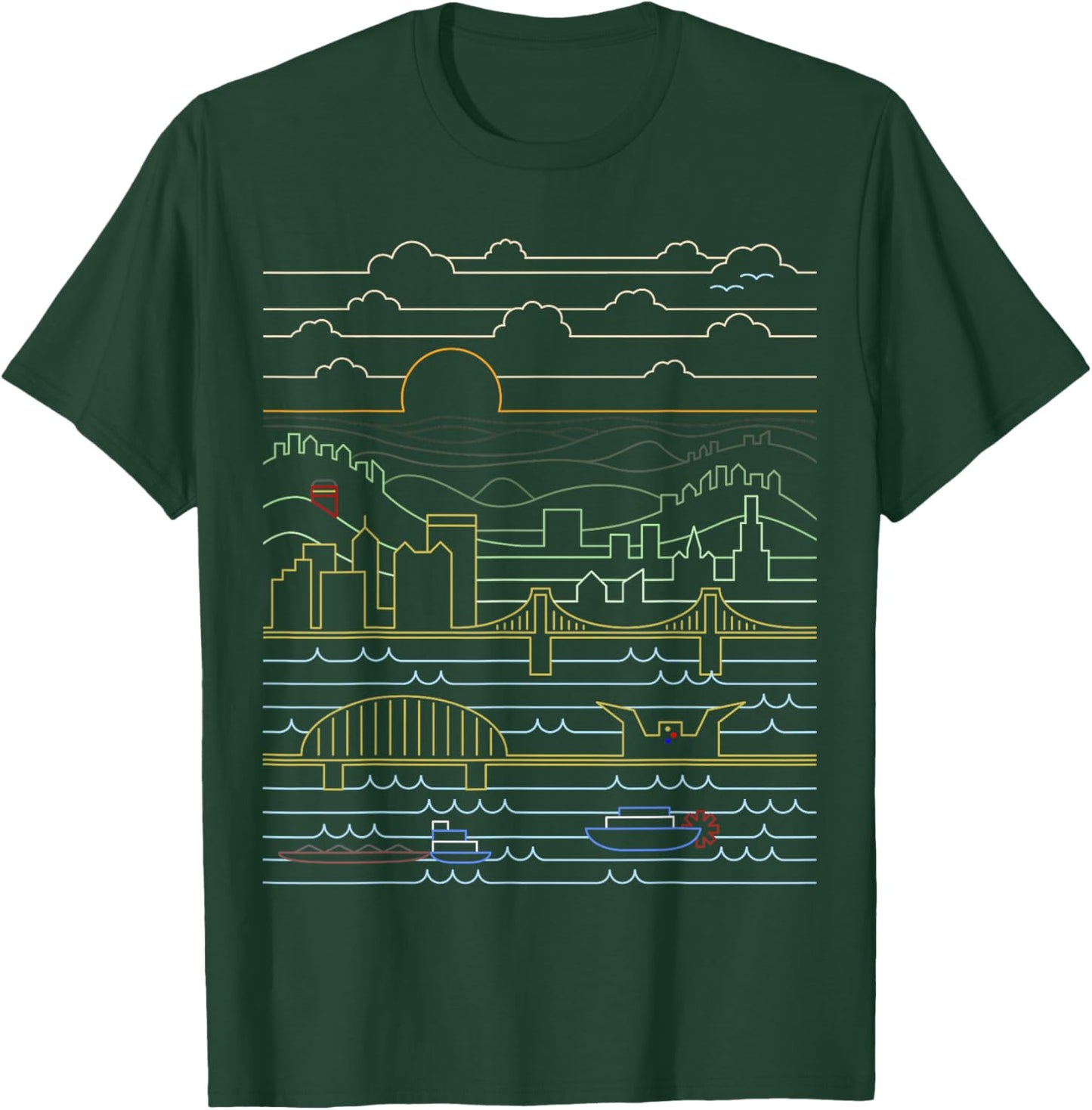 Vintage Retro Pittsburgh Skyline 412 Pittsburgh Pennsylvania T-Shirt - T-Shirt | Forest
