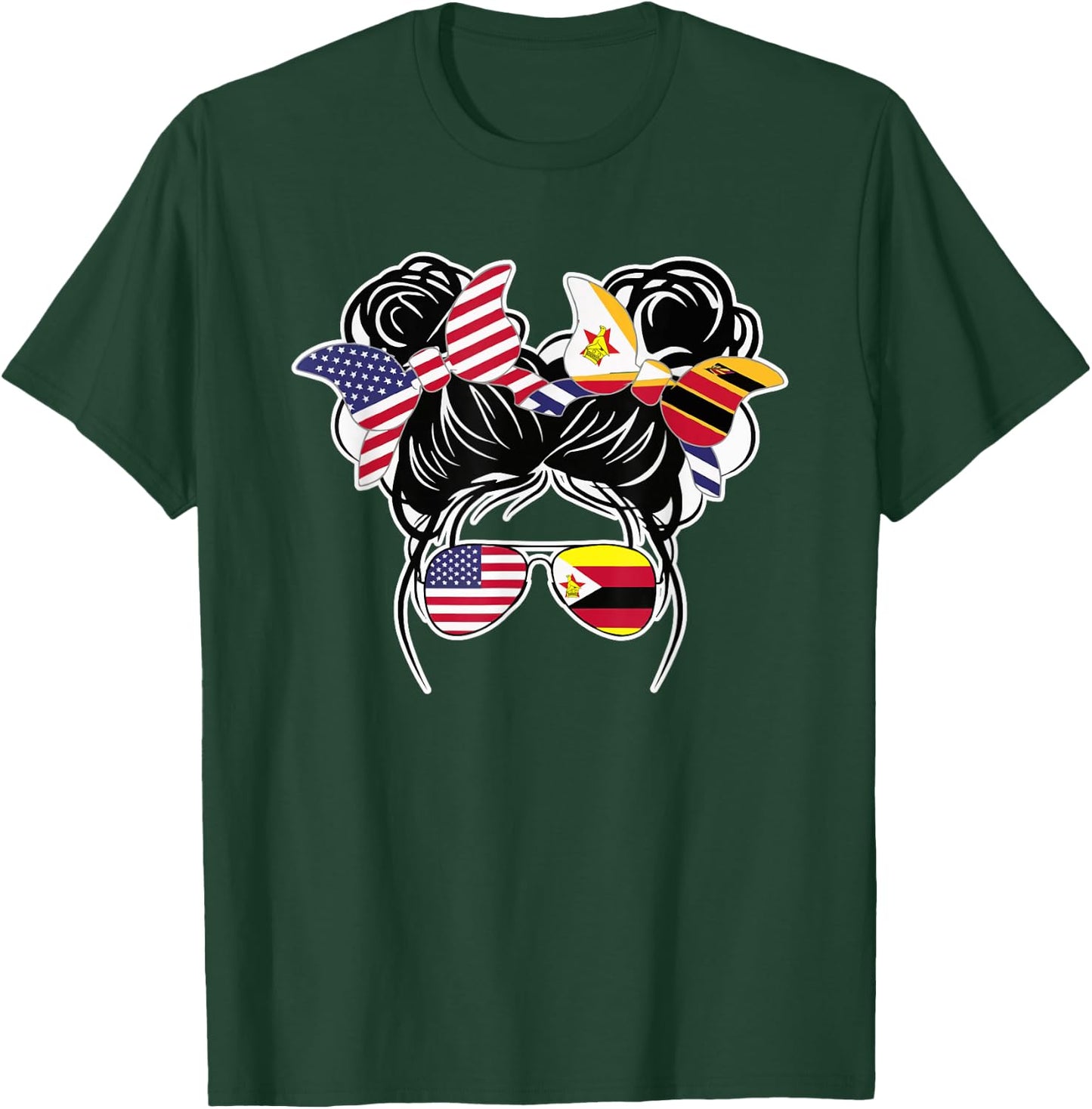Half American Half Zimbabwean USA Flag Zimbabwe America T-Shirt - T-Shirt | Forest
