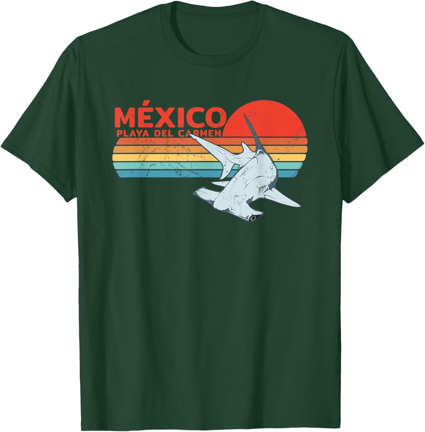 Hammerhead Shark Playa del Carmen Vintage Sunset T-Shirt - T-Shirt | Forest