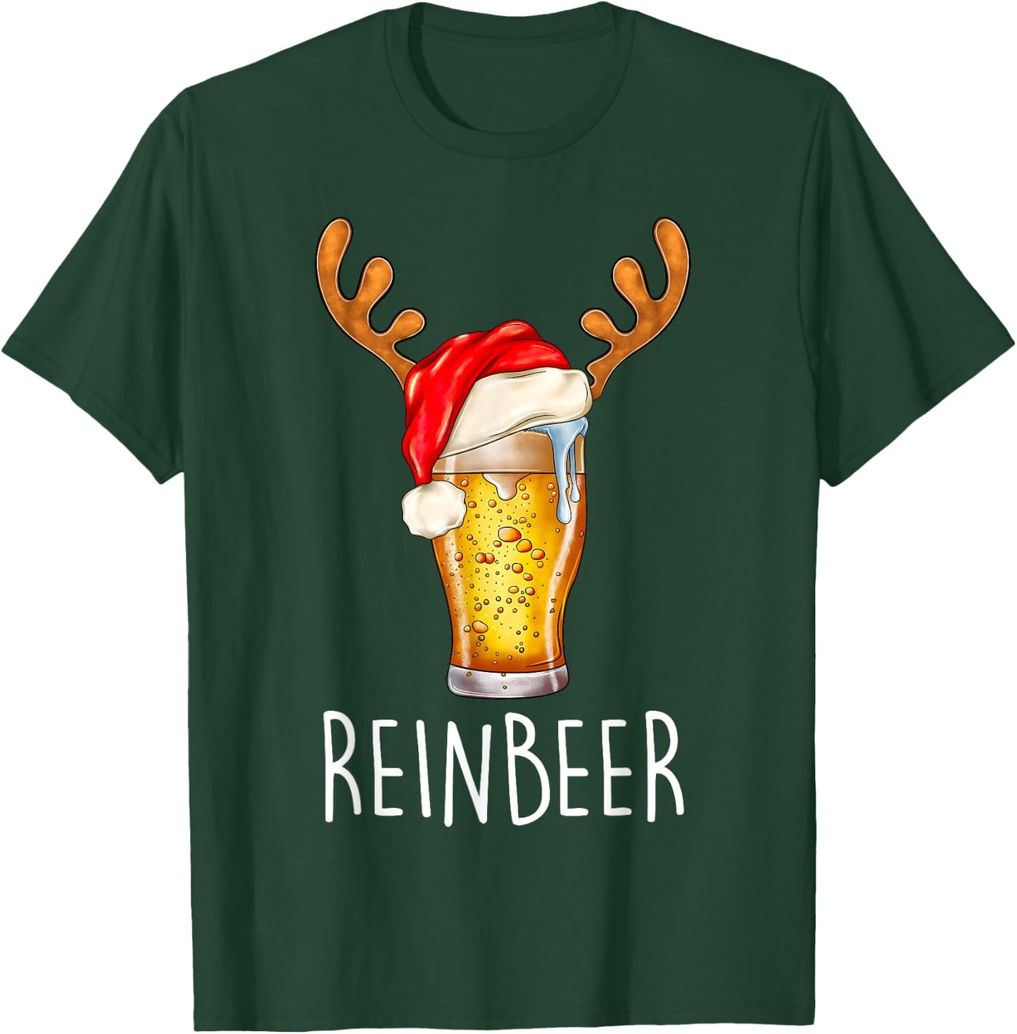 Winedeer Reinbeer Santa Hat Reindeer Couple Xmas Matching T-Shirt - T-Shirt | Forest