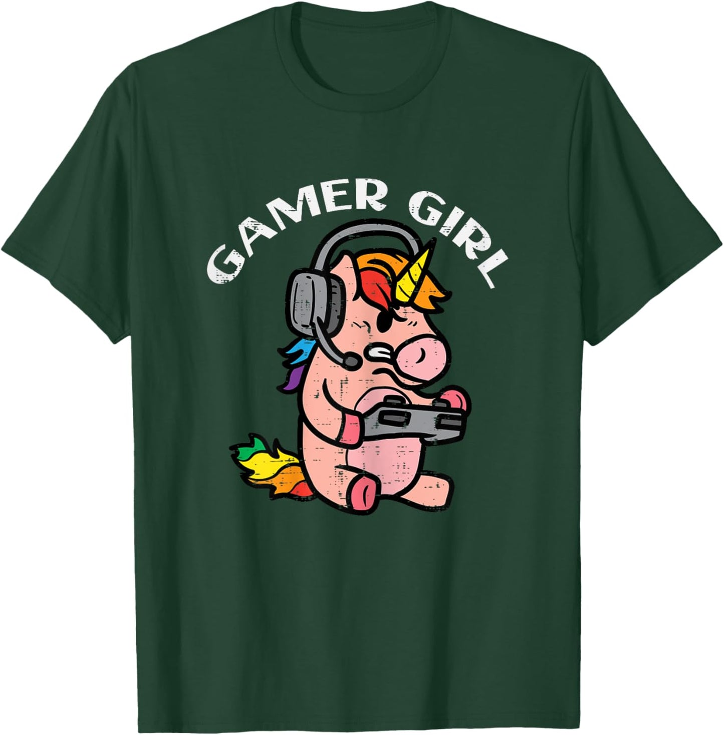 Gamer Girl Unicorn Gaming Cute Women Girls Kids Teen Youth T-Shirt - T-Shirt | Forest
