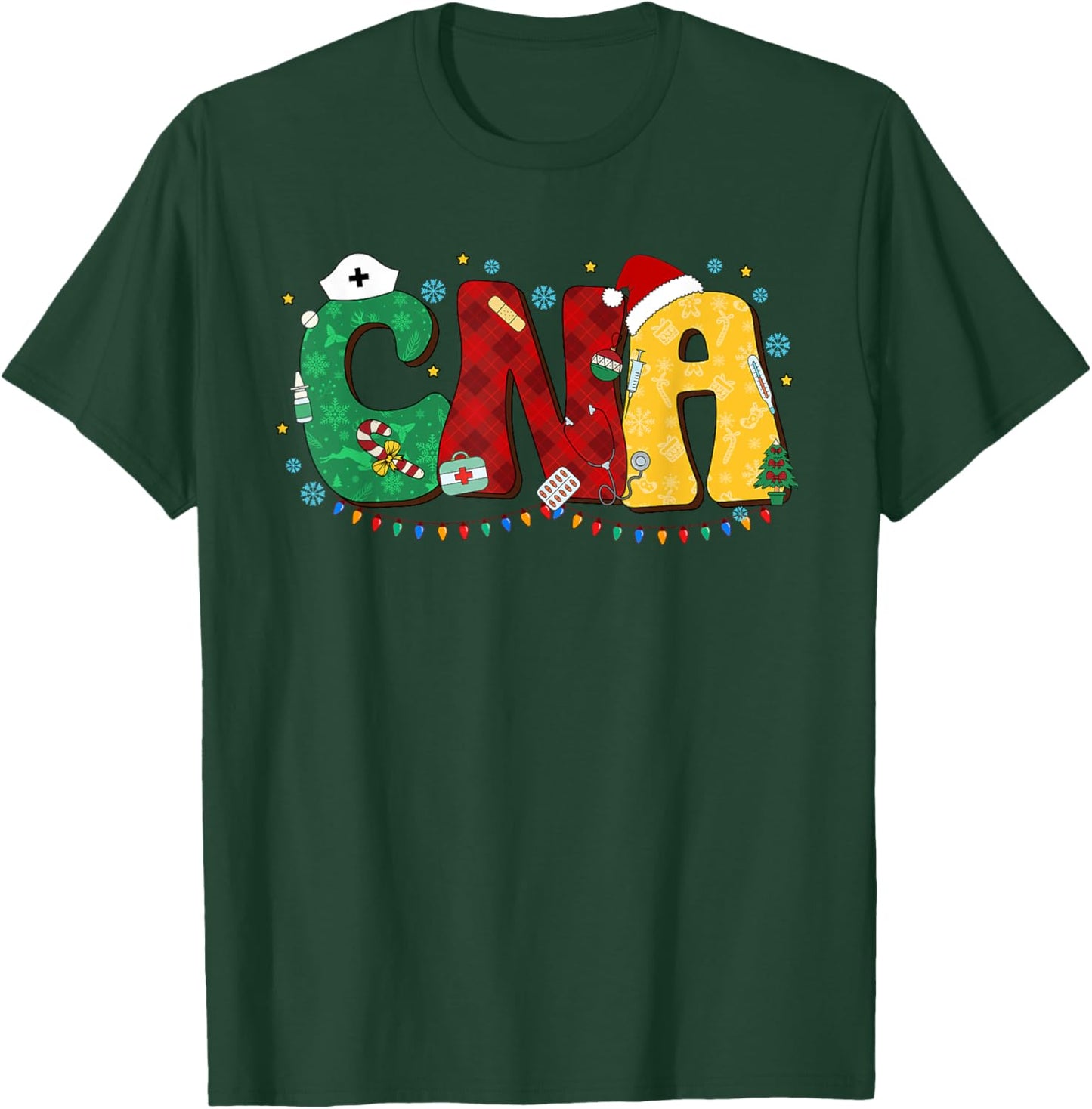 CNA Christmas Certified Nurse Assistant Nursing Aide Holiday T-Shirt - T-Shirt | Forest