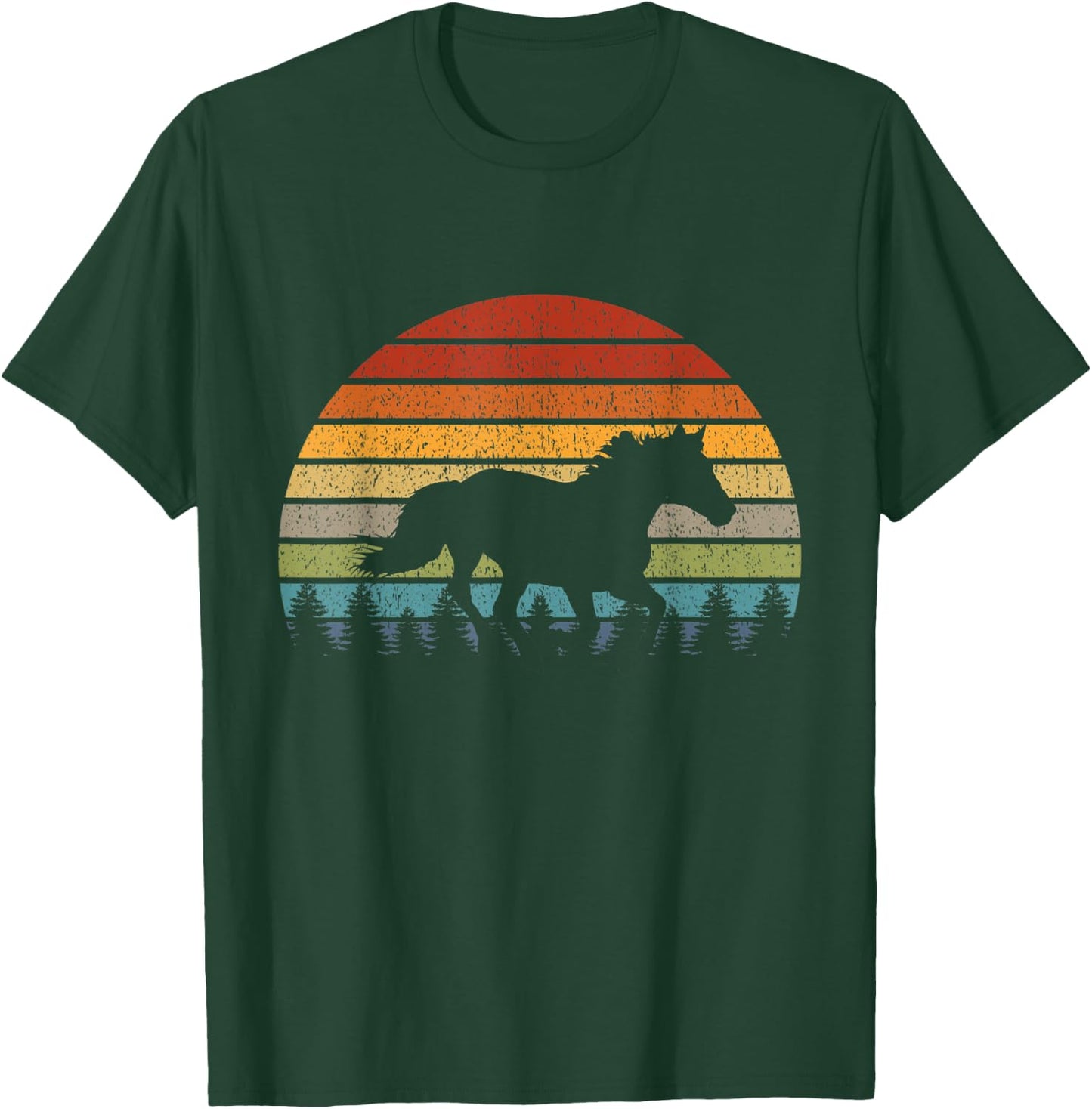 Retro Running Horse T-Shirt - T-Shirt | Forest