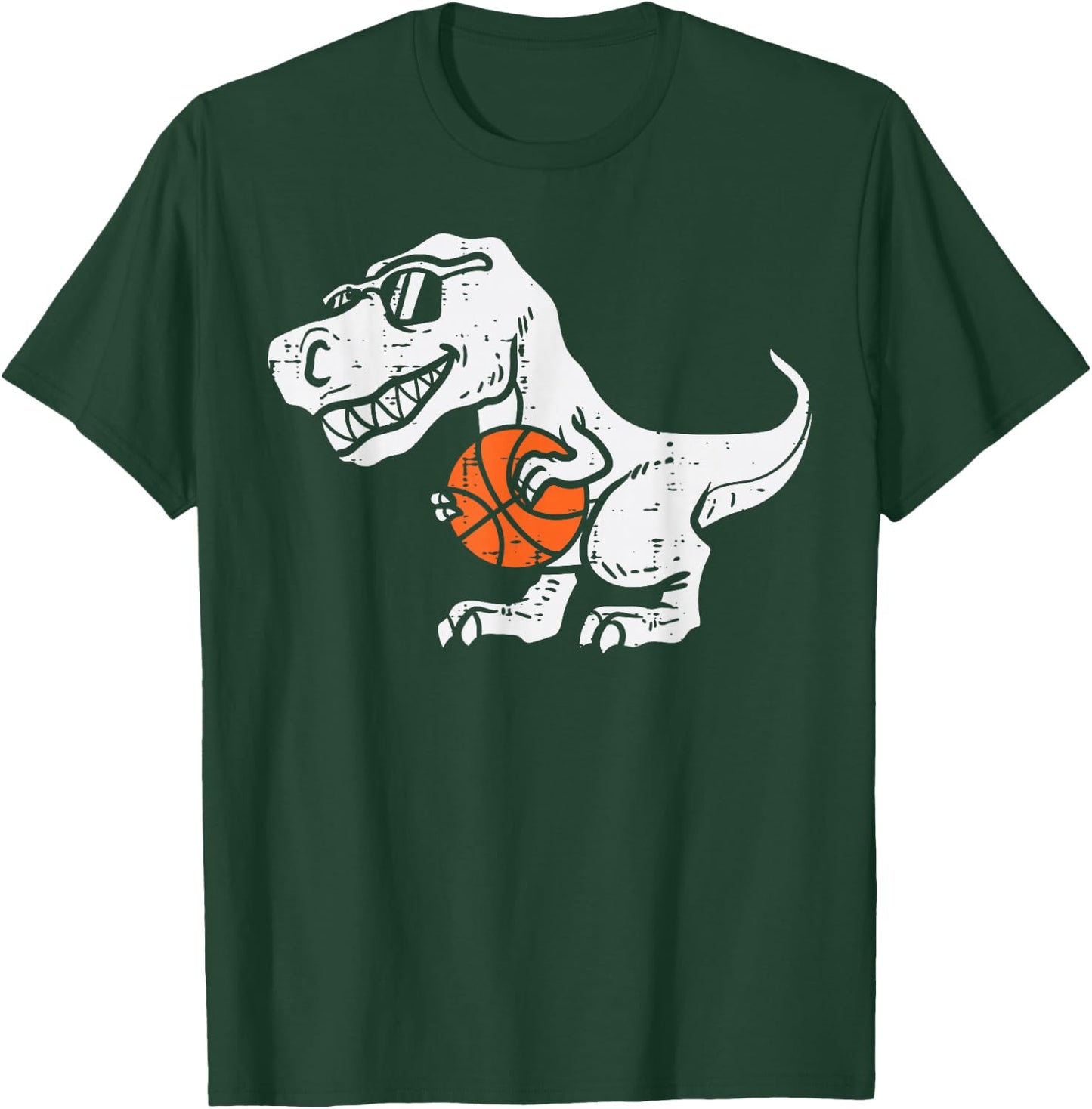 Trex Dinosaur Basketball Cute Sport Toddler Player Kids Boys T-Shirt - T-Shirt | Forest