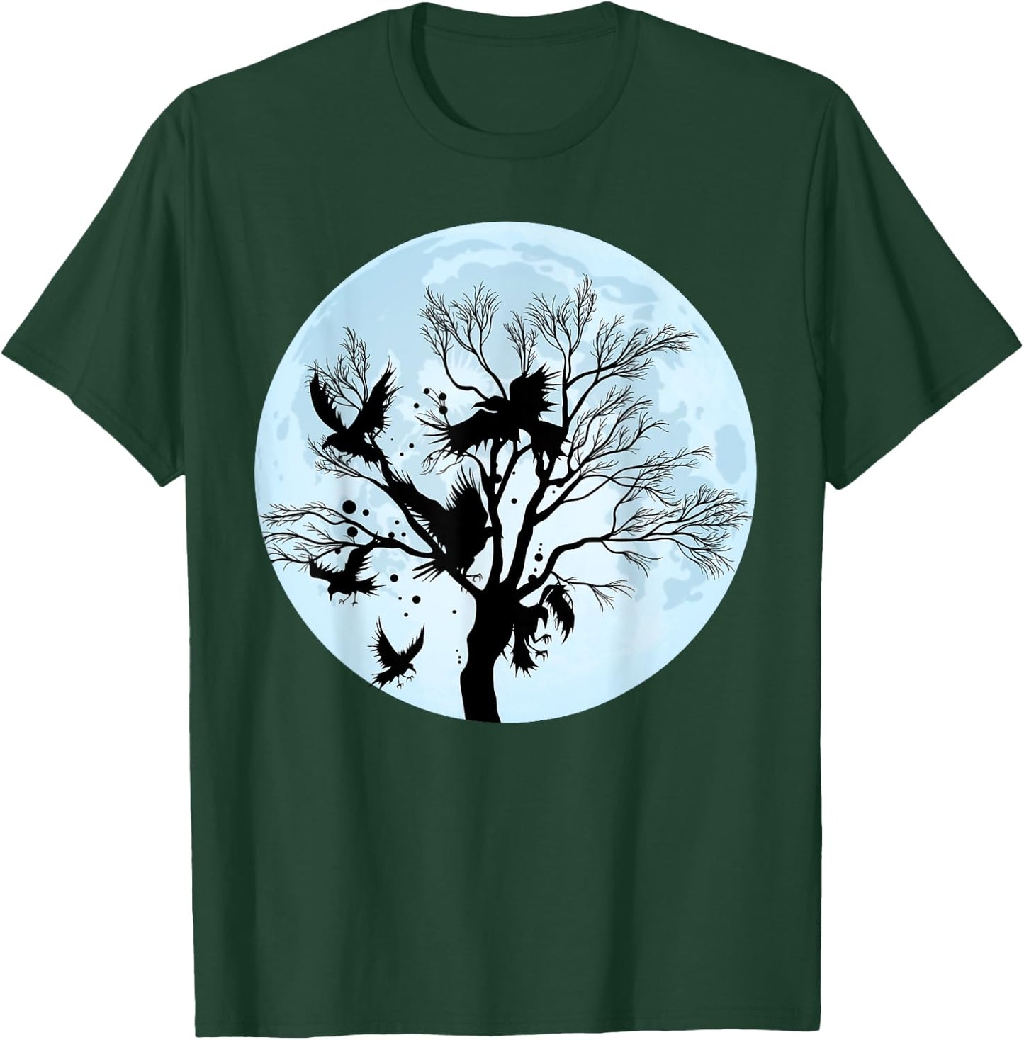 Moonlight Night Black Crow Forest Animal Bird Raven T-Shirt - T-Shirt | Forest