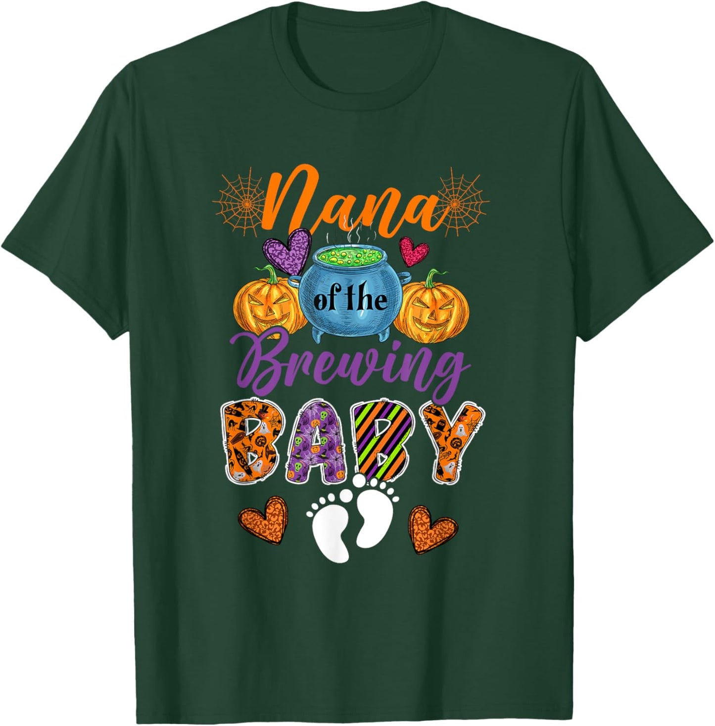 Nana Of The Brewing Halloween Baby Expecting New Baby T-Shirt - T-Shirt | Forest