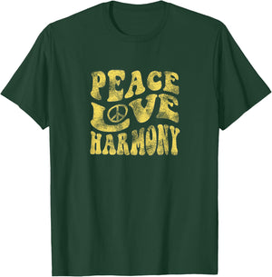 Peace Love Harmony Groovy Hippie Retro T Shirt T-Shirt - T-Shirt | Forest