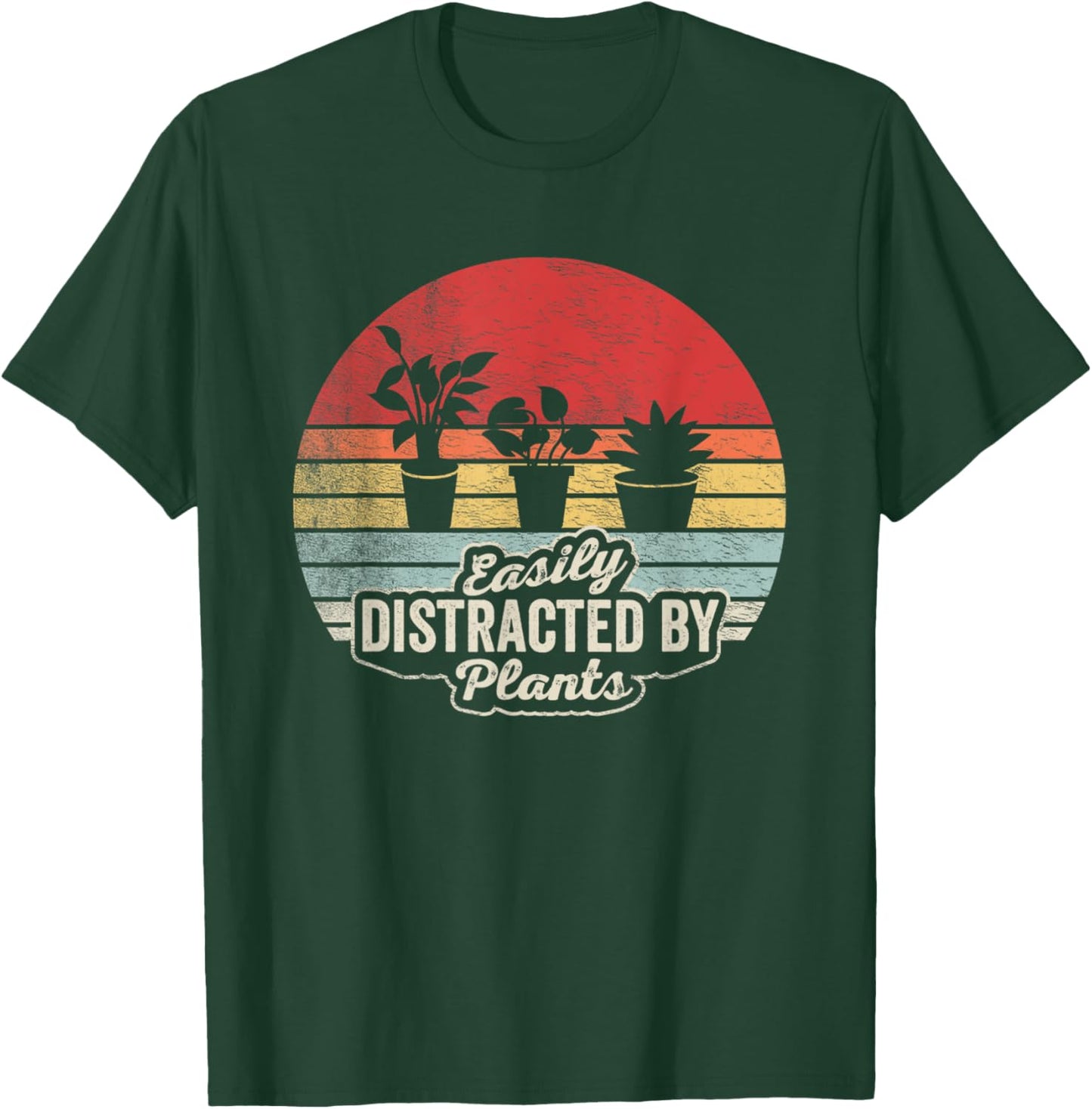 Retro Vintage Easily Distracted By Plants Funny Gardening T-Shirt - T-Shirt | Forest
