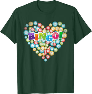 Heart Bingo Player Gambling Lottery Bingo Caller Gift Bingo Small T-Shirt - T-Shirt | Forest