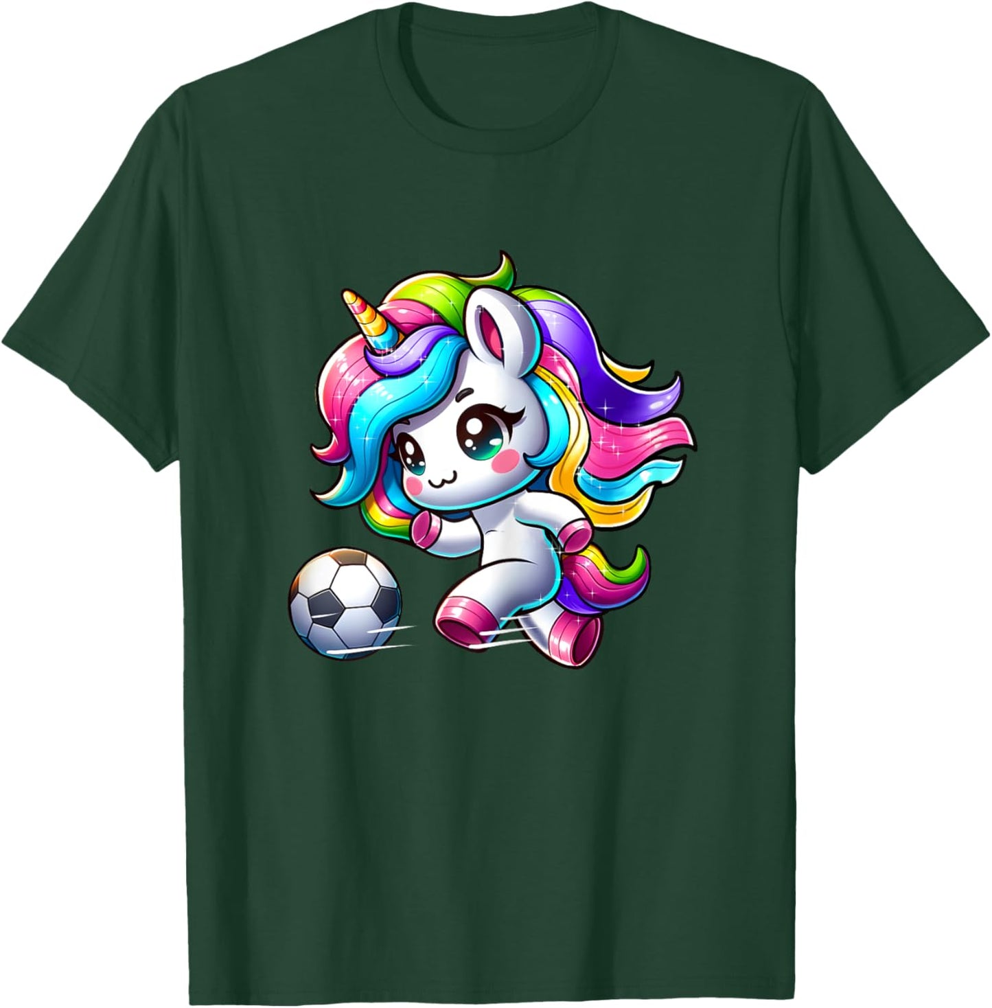 Soccer Player Unicorn Girls T-Shirt - T-Shirt | Forest
