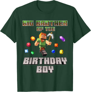 Big Brother Of The Birthday Boy Video Gamer Pixel Number T-Shirt - T-Shirt | Forest