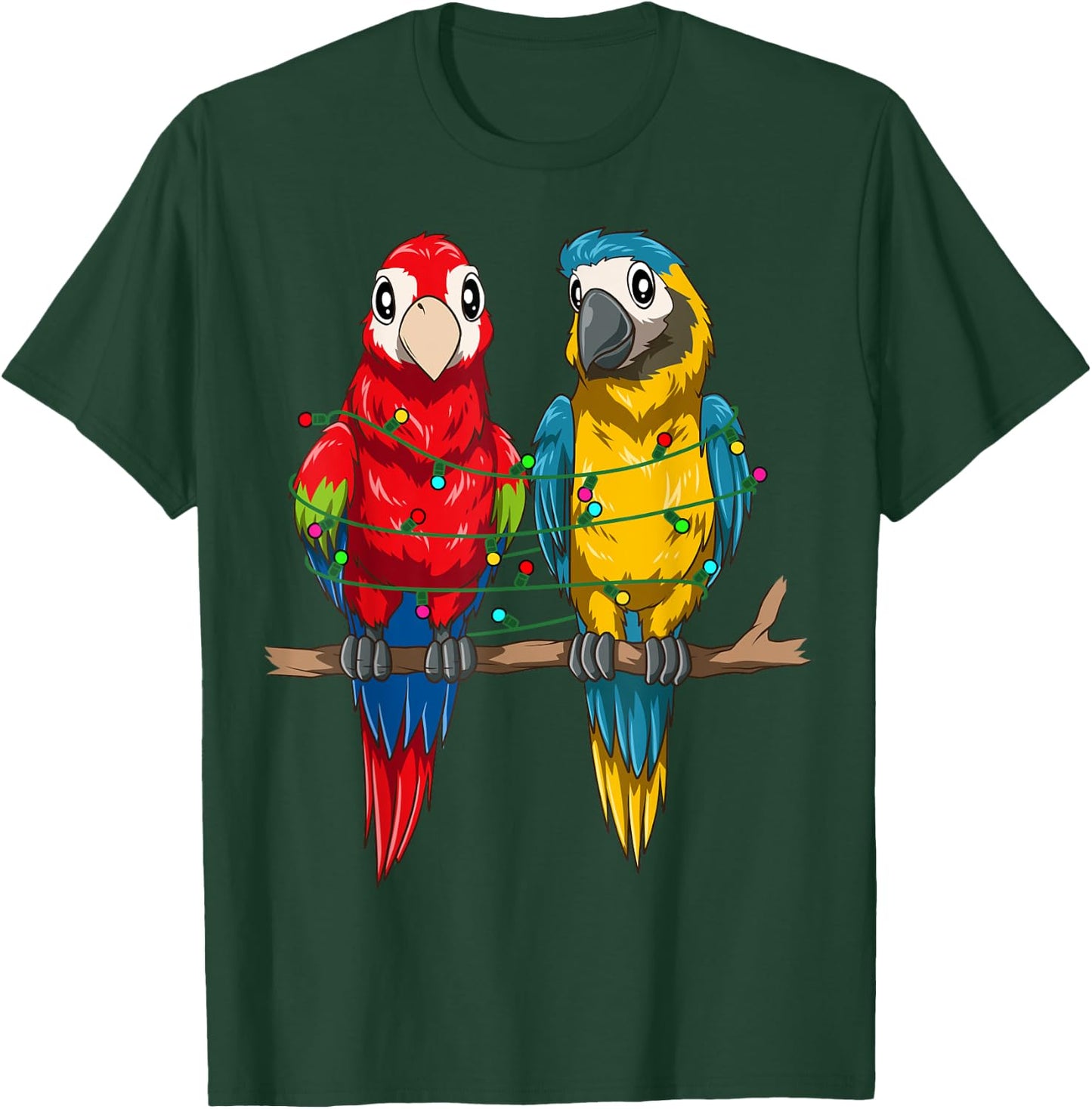 Parrot Christmas Macaw Xmas Lights Bird Lovers Christmas T-Shirt - T-Shirt | Forest