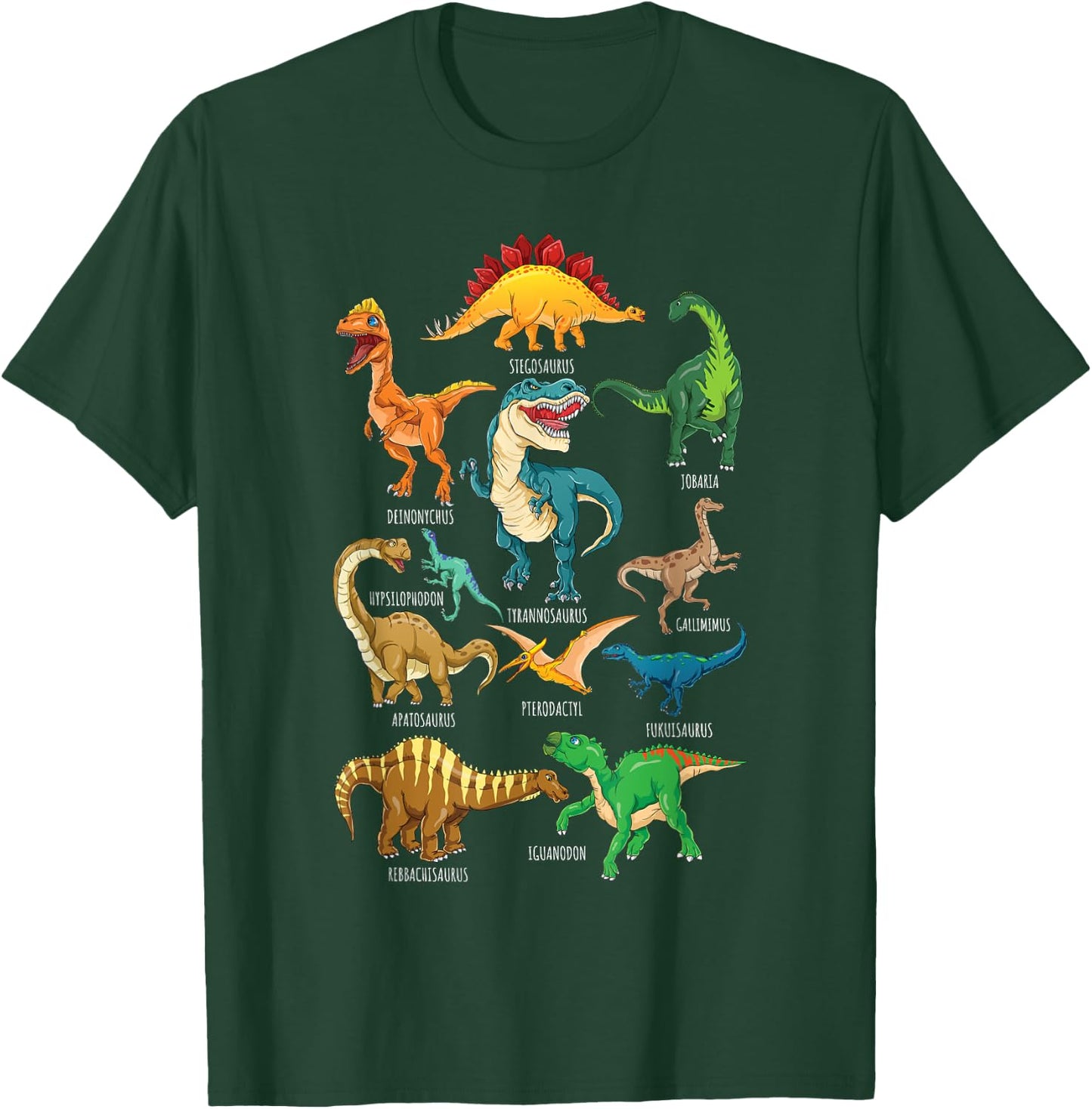 Types Of Dinosaurs Graphics Dino Identification T-Shirt - T-Shirt | Forest