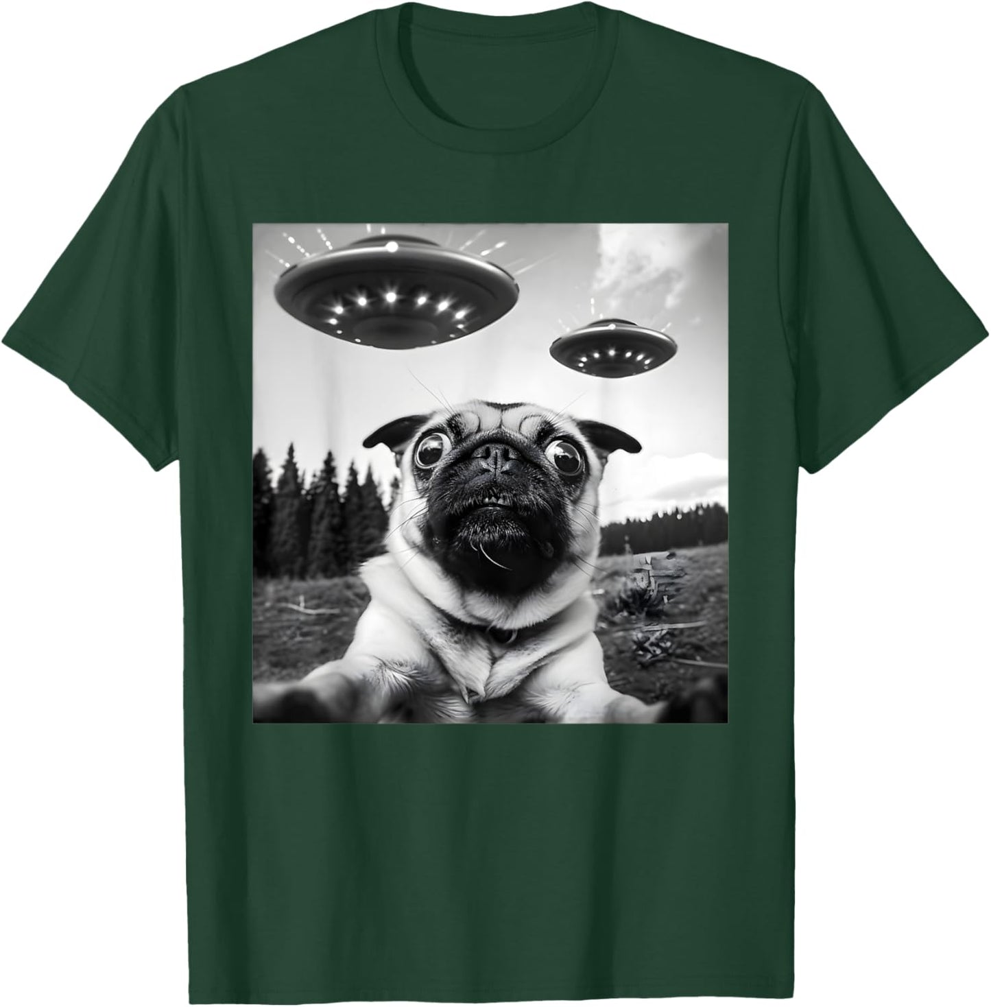 Cool Pug Outfit Pug Alien UFO Funny Women T-Shirt - T-Shirt | Forest