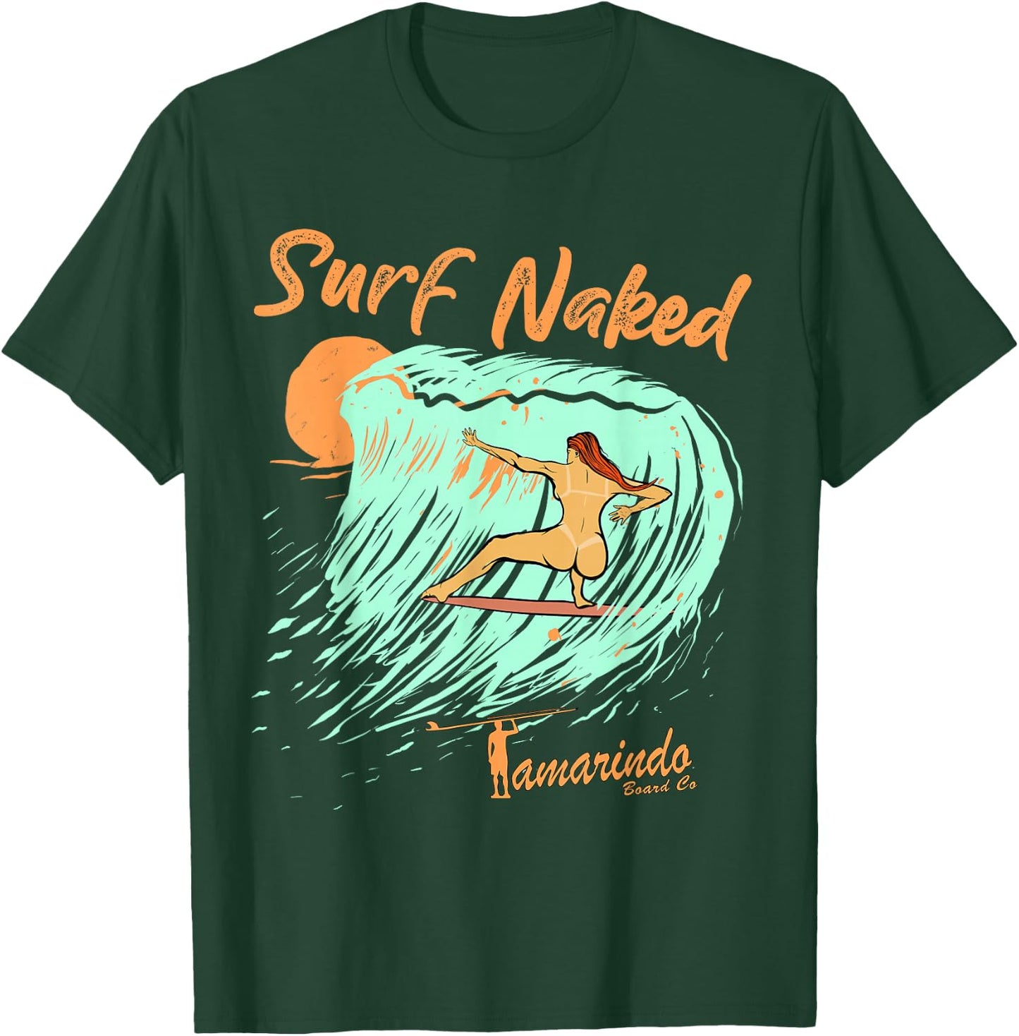 Naked Surf, Surfing funny surf Naked T-Shirt - T-Shirt | Forest