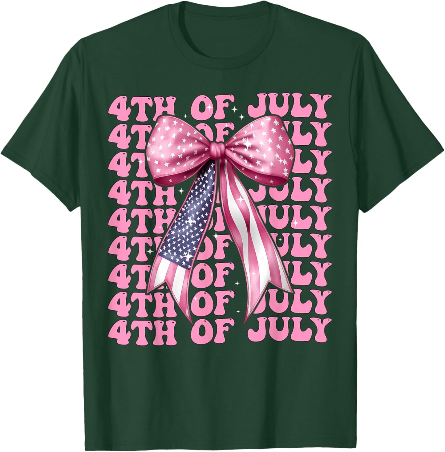 Nœud coquette 4 juillet drapeau américain patriotique fille maman T-Shirt - T-Shirt | Forest