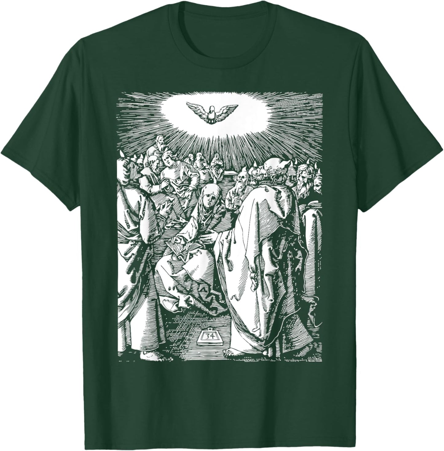 Pentecost Dove Tongues of Fire Flame Holy Spirit Catholic T-Shirt - T-Shirt | Forest
