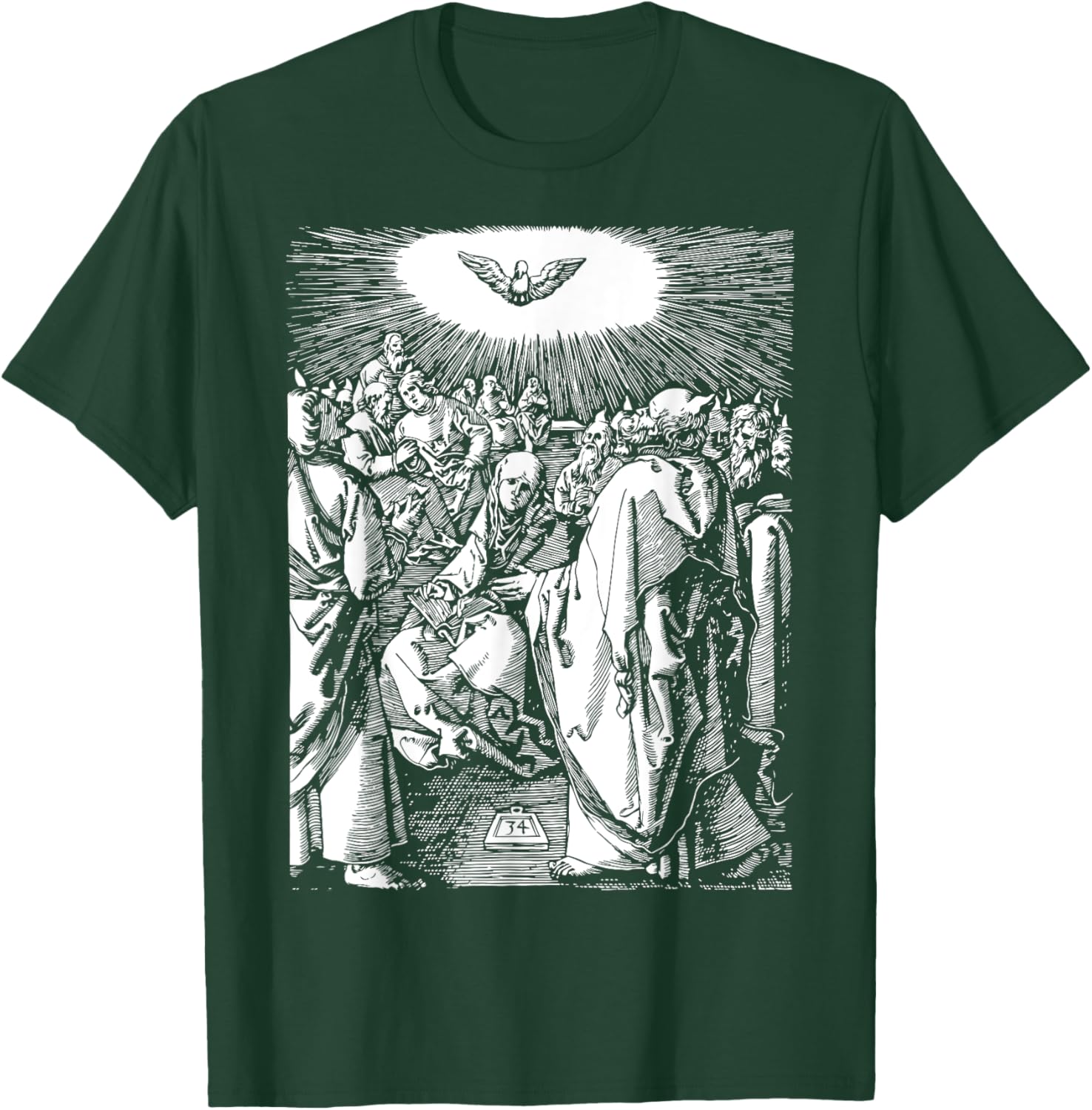 Pentecost Dove Tongues of Fire Flame Holy Spirit Catholic T-Shirt - T-Shirt | Forest