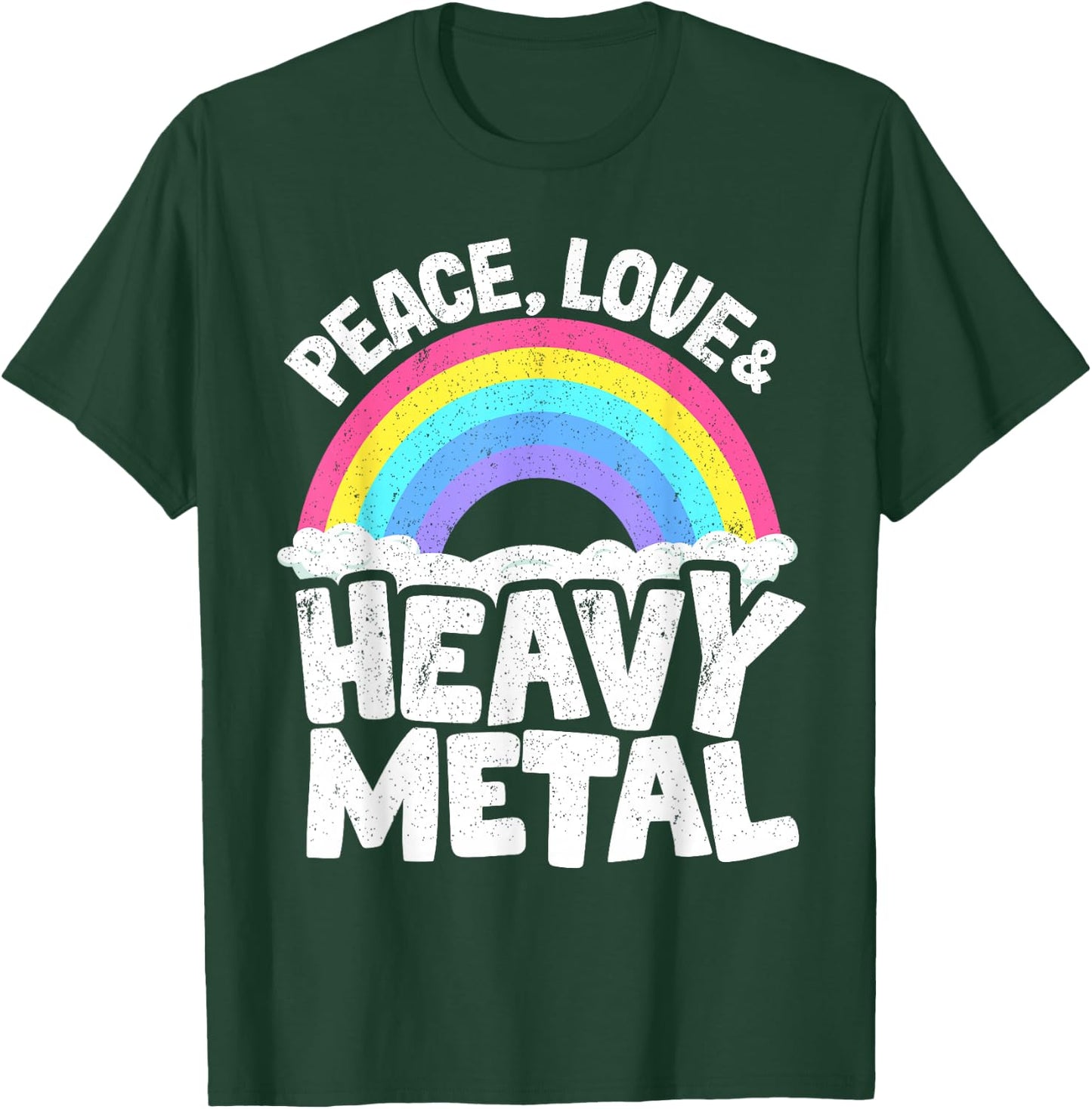 Punk Kids Band Metal Rainbow Retro Peace Love & Heavy Metal T-Shirt - T-Shirt | Forest