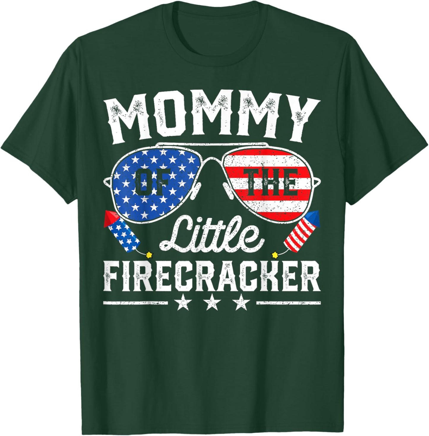4th of July Birthday Mom Mommy Of The Little Firecracker T-Shirt - T-Shirt | Forest