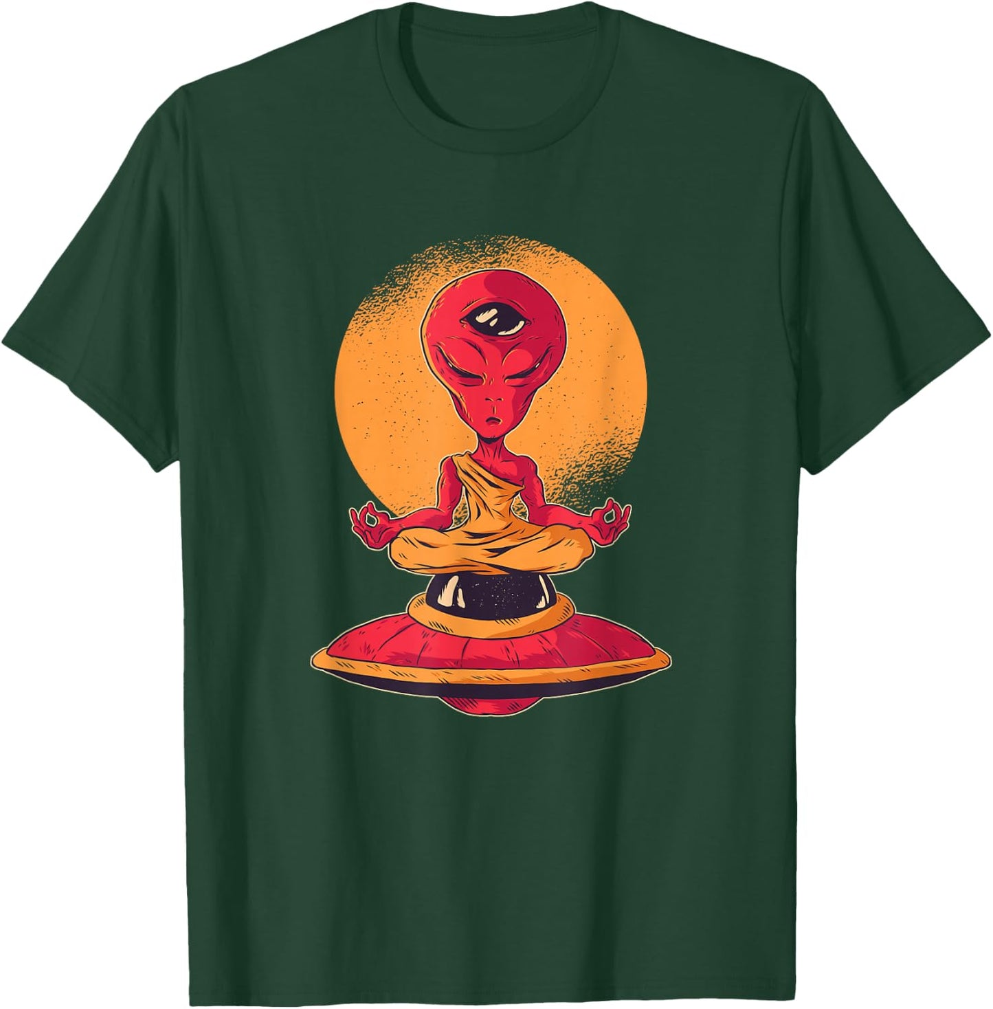 Funny Alien Meditation Monk T-Shirt - T-Shirt | Forest